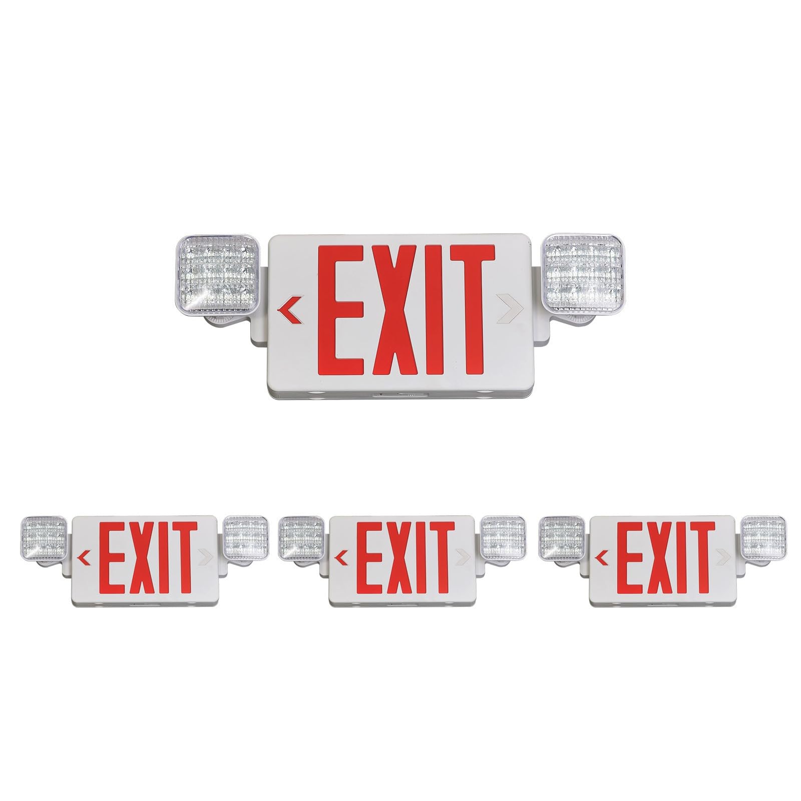 UL 924 Certified LED Emergency Exit Sign with Battery Backup - AC 120/277V Red Exit Light Combo (4 Pack) for Commercial Buildings, Offices & Warehouses - Perfect for Power Outages & Emergency Evacuations