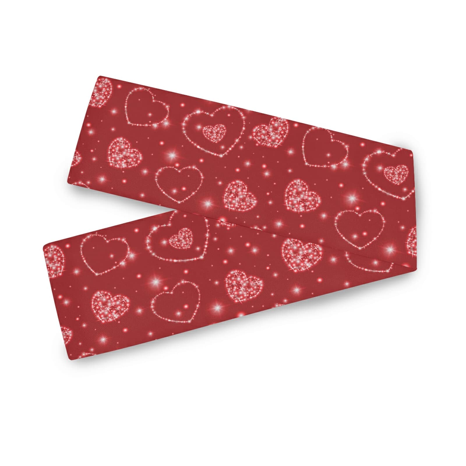 Valentine's Day Table Runner with Sparkle Hearts - 13x70 Inch Modern Farmhouse Table Cover for Coffee Table, Dining Table, Dresser - Perfect for Family Dinners, Indoor/Outdoor Parties & Everyday Use - Romantic Home Decor for Weddings, Anniversaries & Holiday Celebrations