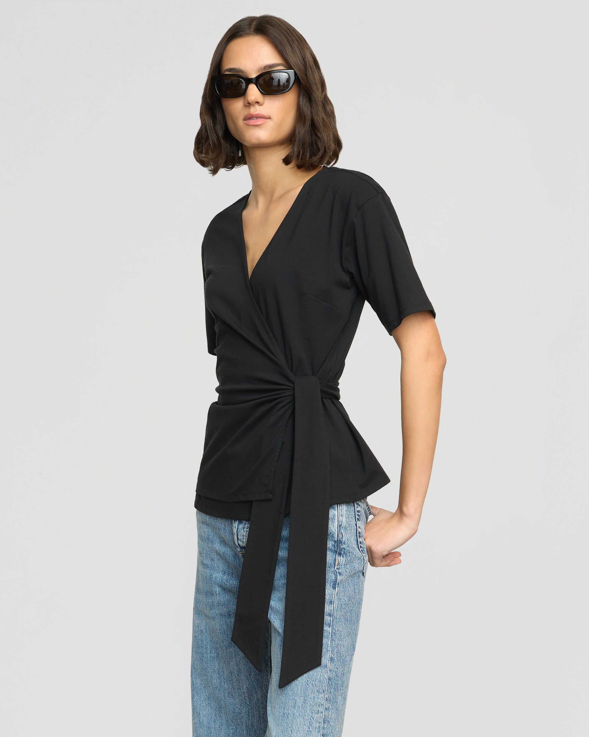 Organic Cotton Wrap Tee for Women - Soft Breathable Comfortable T-Shirt - Perfect for Yoga, Lounge & Everyday Wear