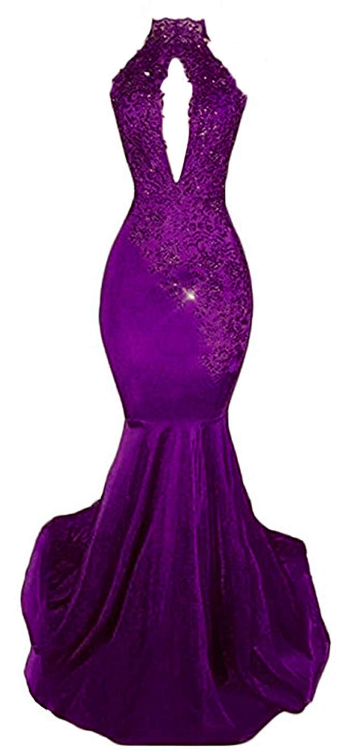 VikDressy Women's Halter Mermaid Evening Prom Dress Long Lace Formal Gown for Homecoming, Wedding, and Special Occasions