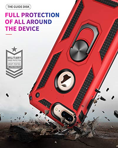 Korecase Military Armor Dual Layer Protective Phone Case for iPhone 7 Plus & 8 Plus with Kickstand - Extreme Shockproof Protection (Rose Gold) | Perfect for Outdoor Activities, Work & Travel