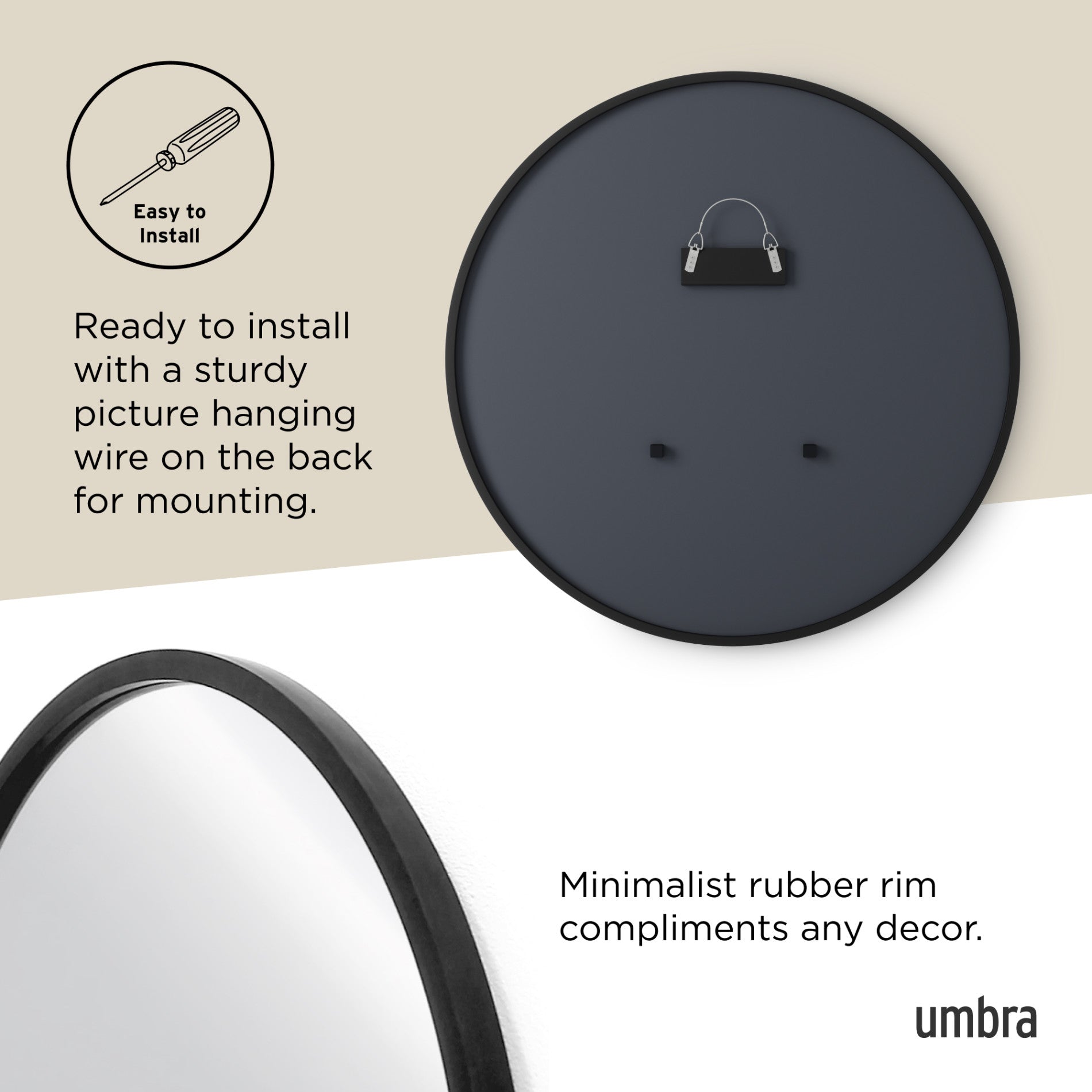 Stylish Round Wall Mirror for Home Decor - Perfect for Living Room, Bedroom & Bathroom | Durable & Shatterproof Design