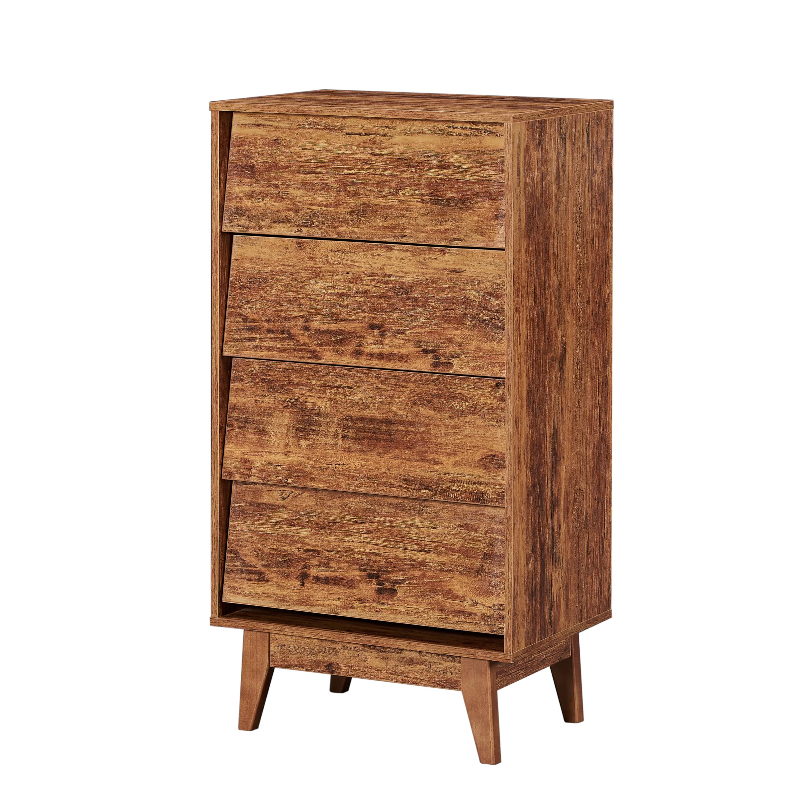 Vintage-Style 4-Drawer Dresser with Bevel Design & Hidden Drawer Pulls - Solid Wood Legs for Stability - Perfect for Bedroom, Nursery, or Guest Room Storage
