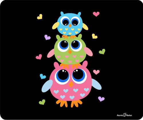 3 Owls With Hearts Design - Large Thick Mouse Pad for Gaming & Office Use - Non-Slip Rubber Base, Perfect for Computer, Laptop & Desk Work