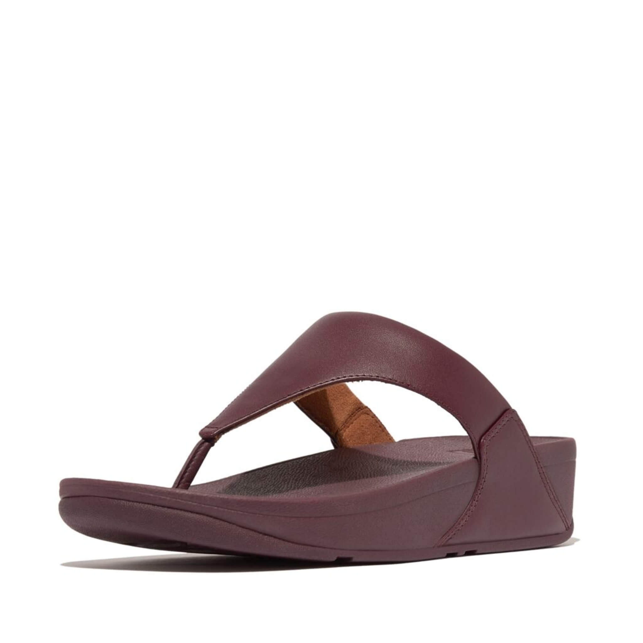 FitFlop Lulu Leather Sandals for Women - Comfortable Mauve Wine Slide Sandals | Perfect for Beach, Vacation & Summer Walking