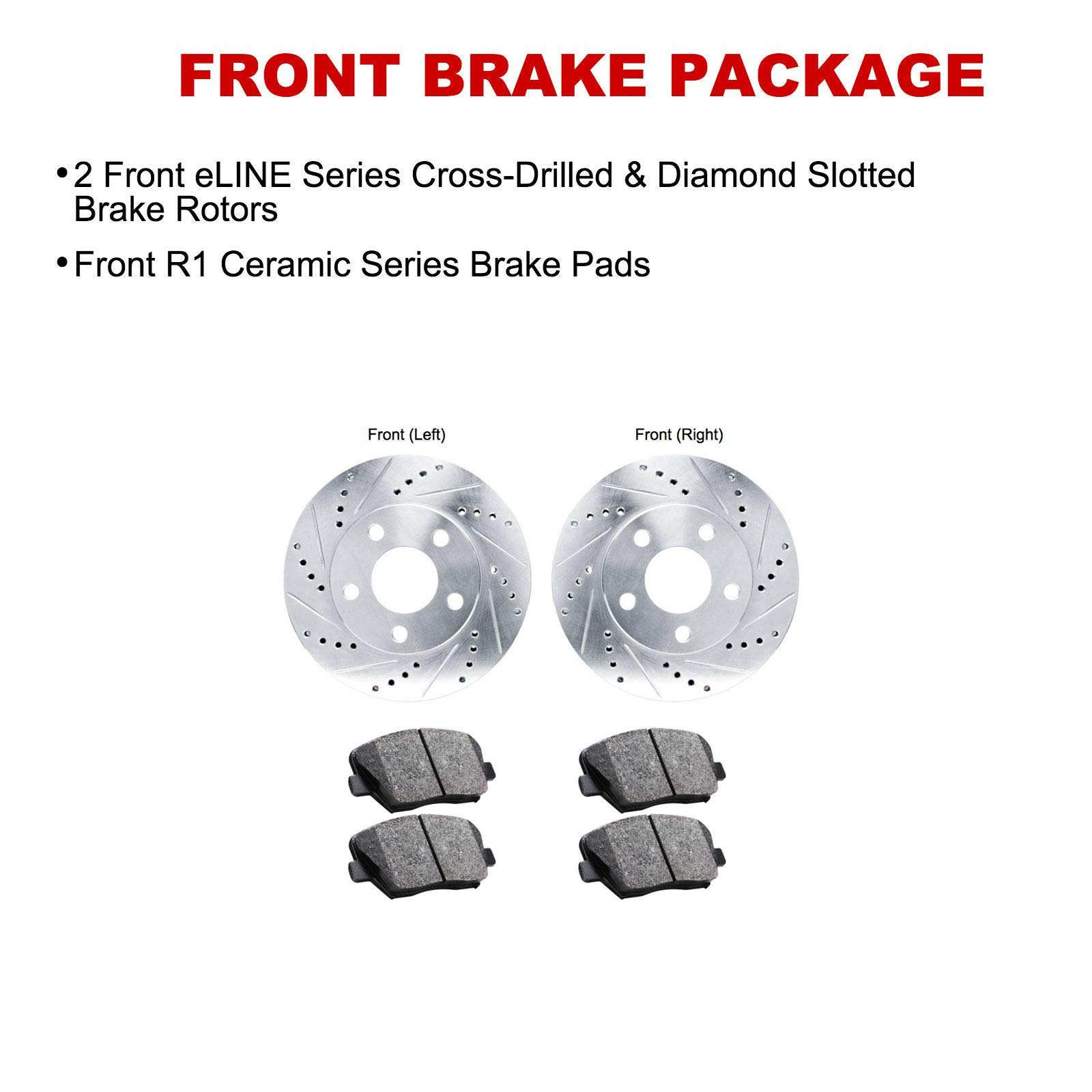 R1 Concepts Premium Front Brake Kit - Ceramic Brake Pads & Rotors for 1998-1999 Ford Contour | High-Performance Braking System for Daily Commuting & Highway Driving