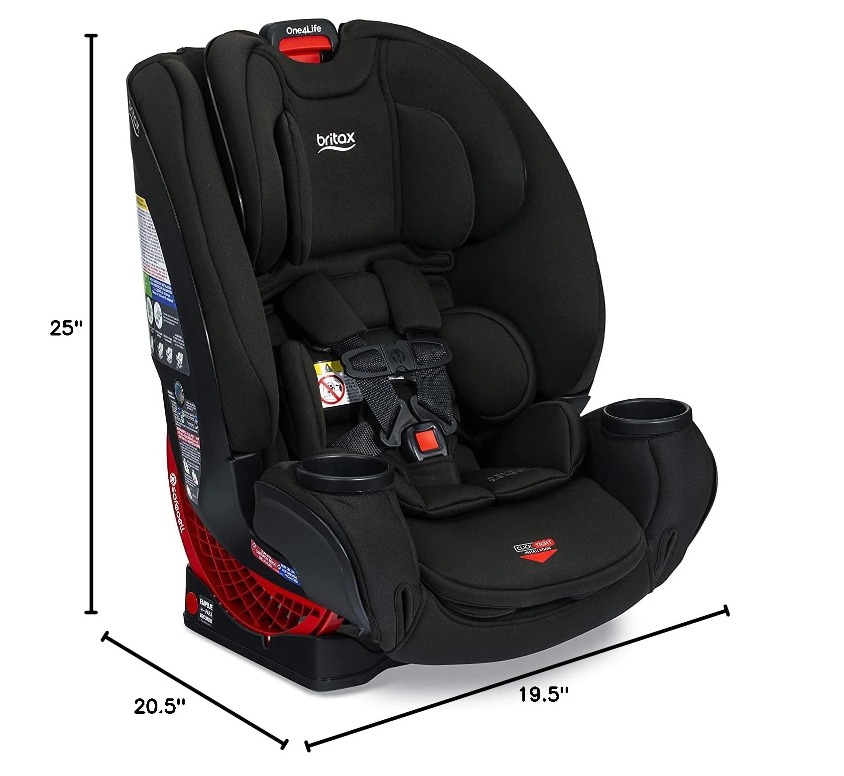 Britax One4Life ClickTight All-in-One Convertible Car Seat for Infants to Big Kids | Eclipse Black | Safe & Comfortable for Travel, School & Family Road Trips