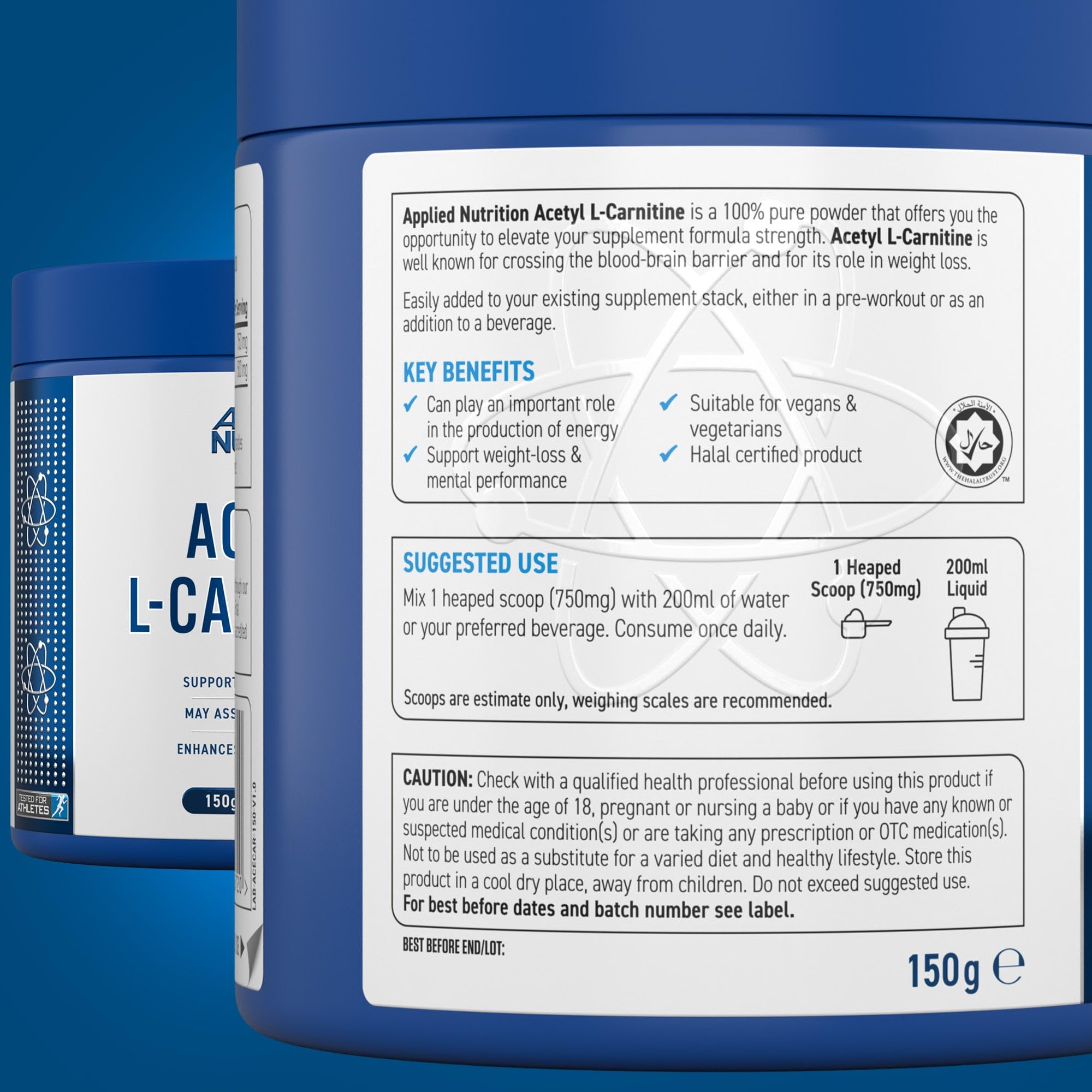 Applied Nutrition Acetyl L Carnitine Supplement - Premium ALCAR for Energy, Weight Management & Brain Function - Ideal for Fitness, Keto Diet & Cognitive Support