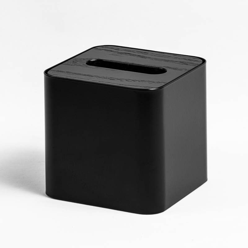 DESIGNSTUFF Square Tissue Box Cover - Modern Black Tissue Holder for Home, Office & Bathroom Decor - Stylish & Durable Paper Dispenser for Living Room, Bedroom or Guest Room