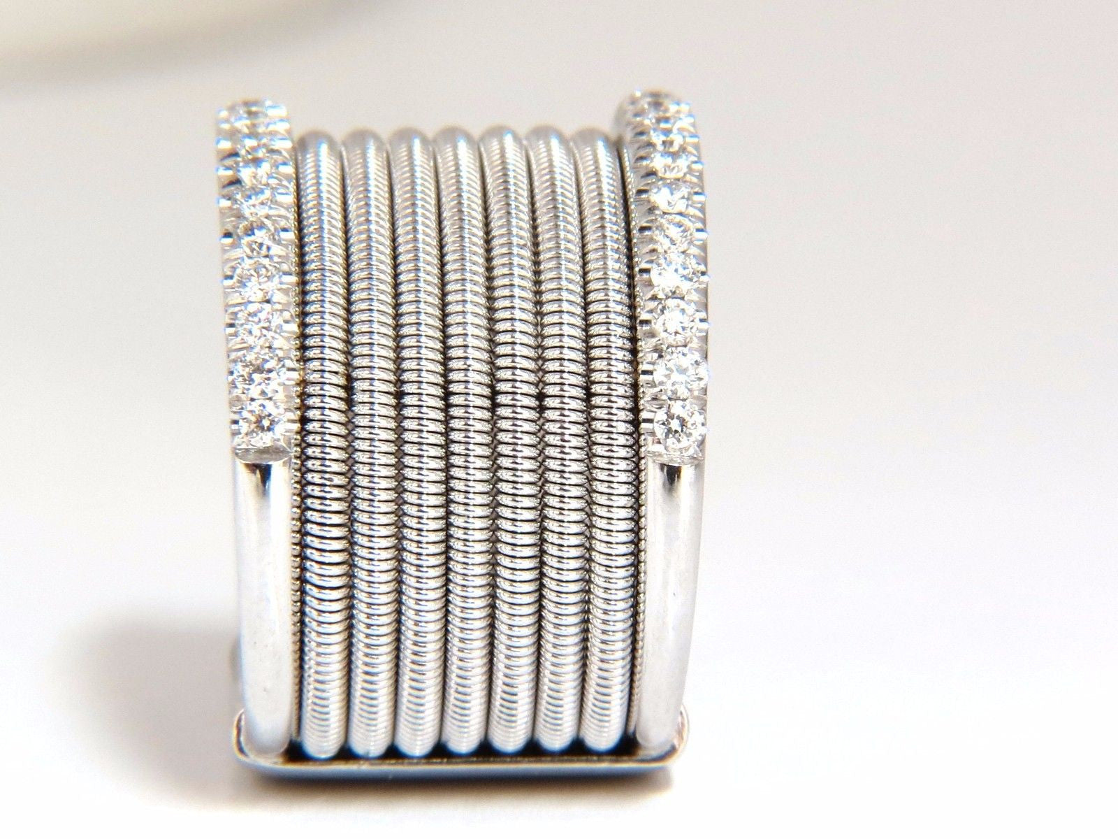 0.50ct Natural Round Bead Set Diamond Wide Band 18K Gold Coil Wrap Stackable Ring for Women - Perfect for Stacking, Layering & Everyday Elegance