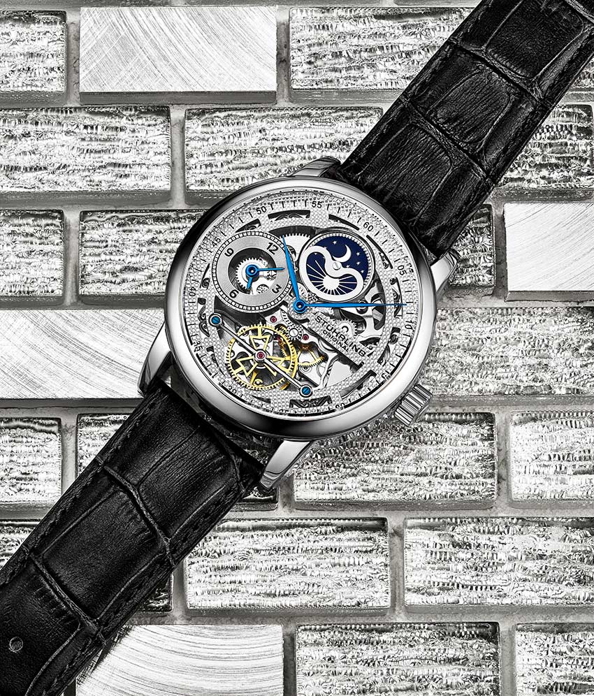 3917 Automatic 43mm Skeleton Dual Time Men's Watch - Stylish Mechanical Timepiece for Business Travel & Formal Occasions