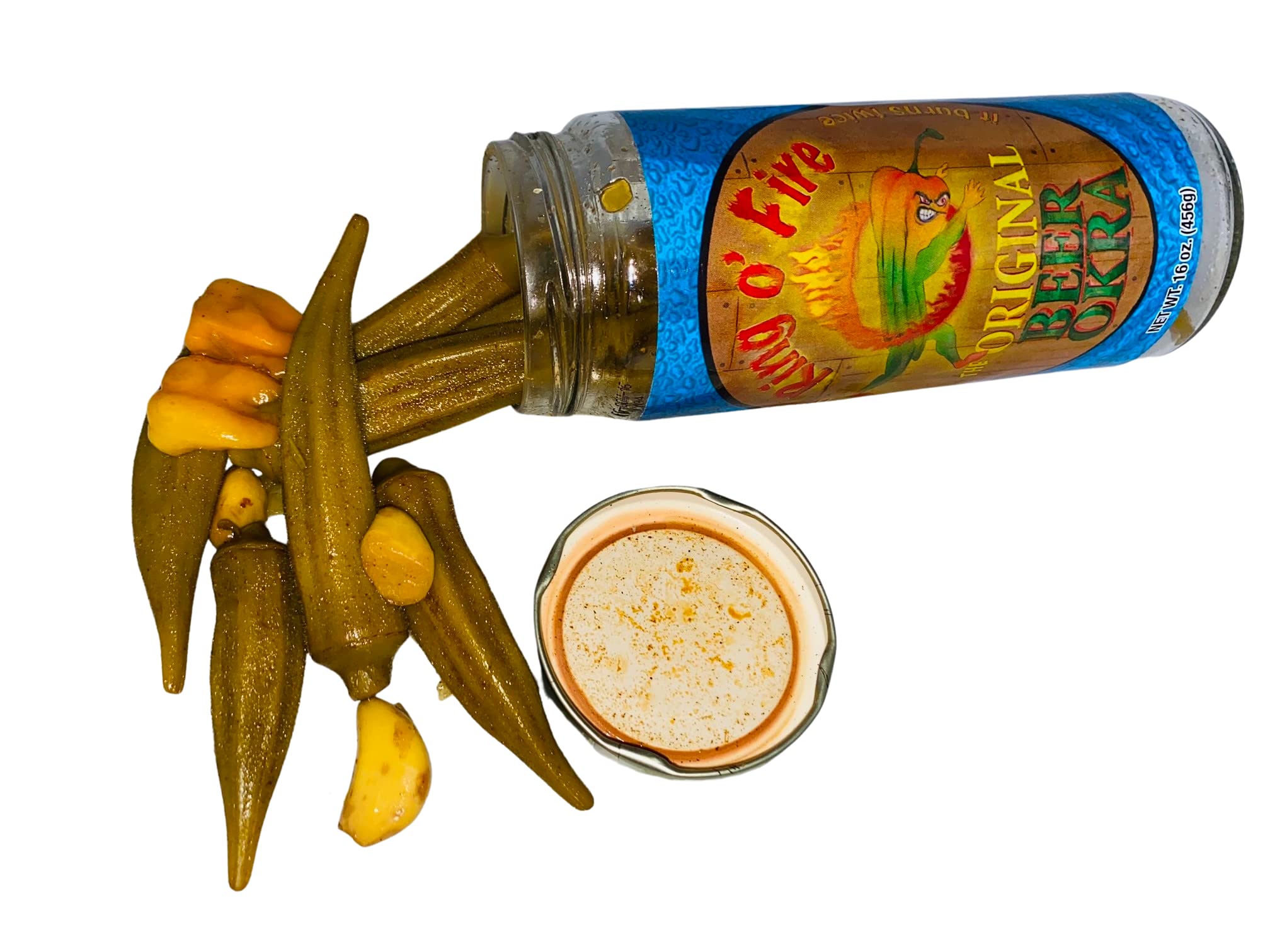 Harold's Ring O Fire Okra - Super Hot Spicy Pickled Okra with Fresh Garlic & Habanero Peppers - Texas-Made Southern Snack for BBQ Parties, Game Nights & Spicy Food Lovers