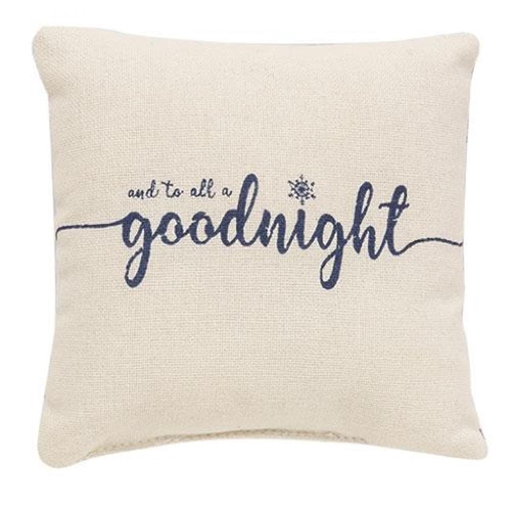 Christmas Mini Pillow - 'And To All A Goodnight' Holiday Decorative Throw Pillow for Sofa, Bed, Couch - Perfect for Festive Home Decor & Gift Giving