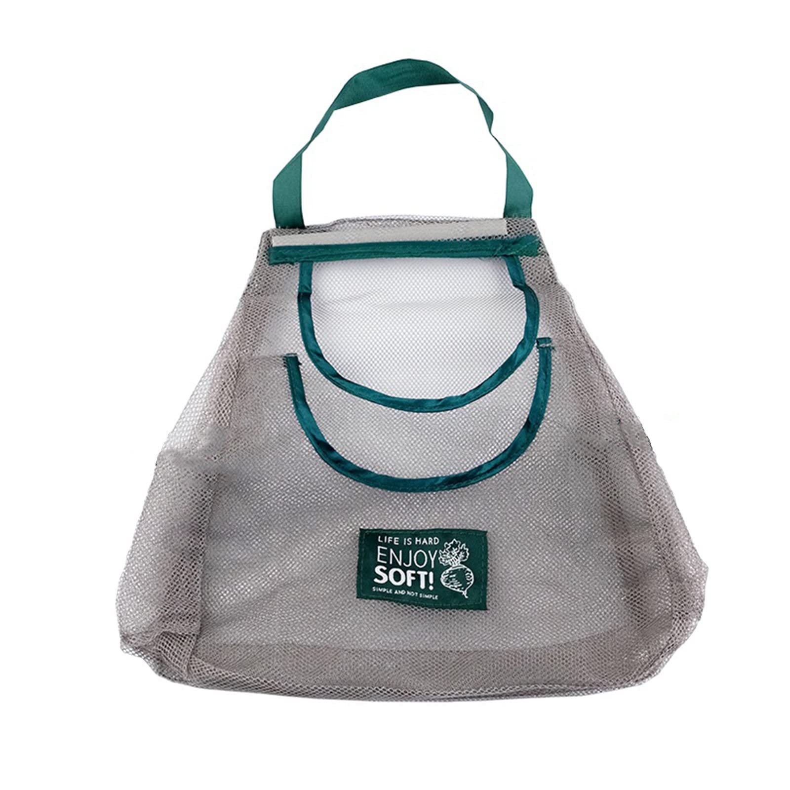 Reusable Double Mesh Foldable Tote Bag for Fruits & Vegetables - Eco-Friendly Shopping & Storage Bags with Large Capacity | Perfect for Groceries, Farmers Market & Kitchen Organization (Set of 2, One Size)