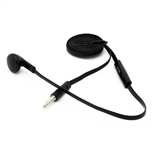 Mono Wired Headset Single Earbud with 3.5mm Jack - Flat Black Noise Isolating Earphone Compatible with Nokia G20/G10 - Perfect for Calls, Music & Office Work