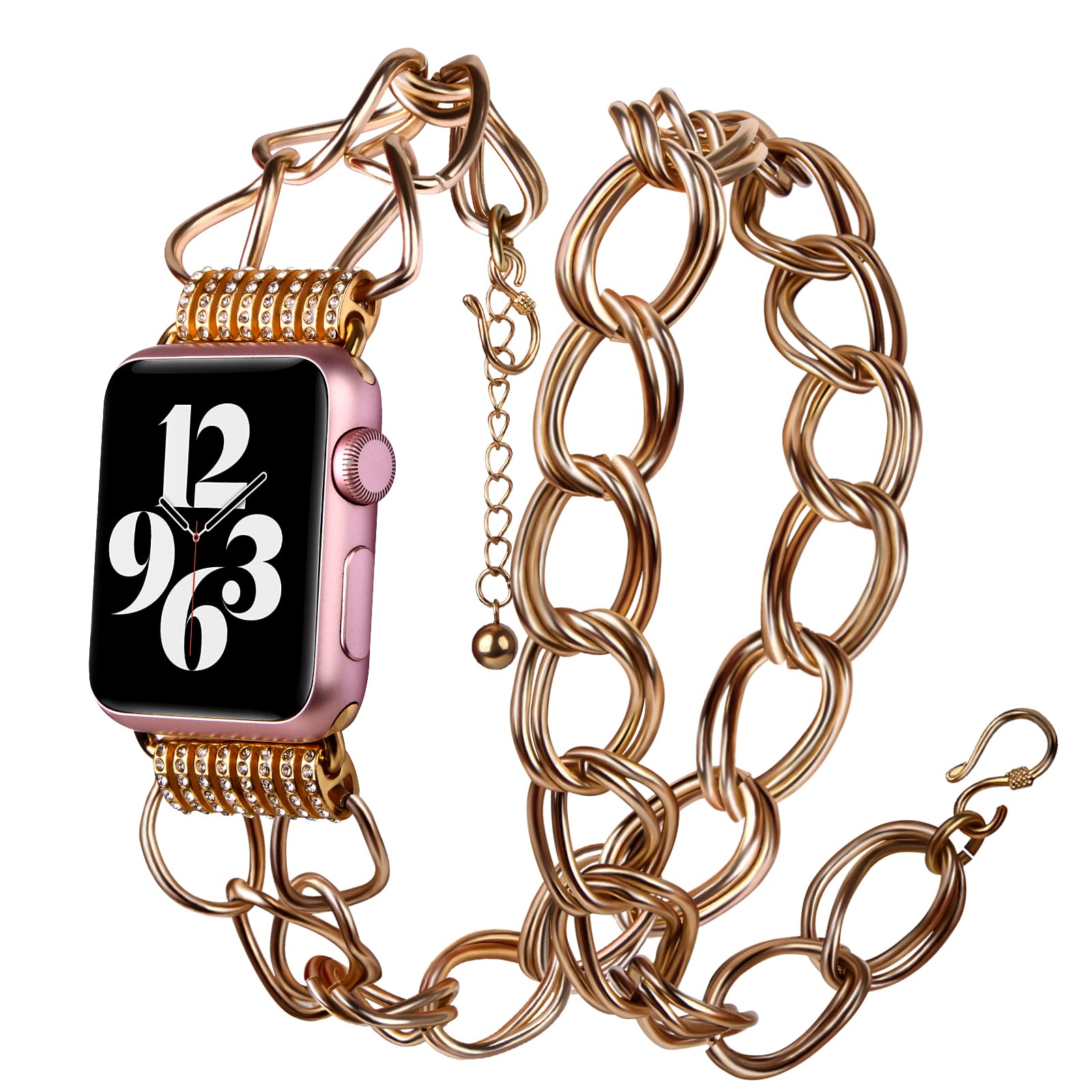 VIQIV Luxury Metal Watch Band Compatible with Apple Watch Ultra/SE/Series 8/7/6/5/4/3/2/1 - 38mm 40mm 41mm 42mm 44mm 45mm 49mm Starlight Bracelet Strap for Women & Girls | Perfect for Work, Parties & Everyday Wear