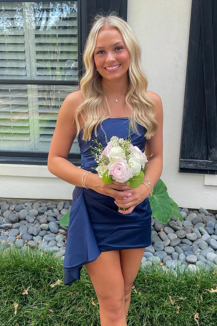Navy Blue Mini Cocktail Dress - Short Homecoming Party Dress J6786 | Perfect for Prom, Cocktail Parties & Formal Events