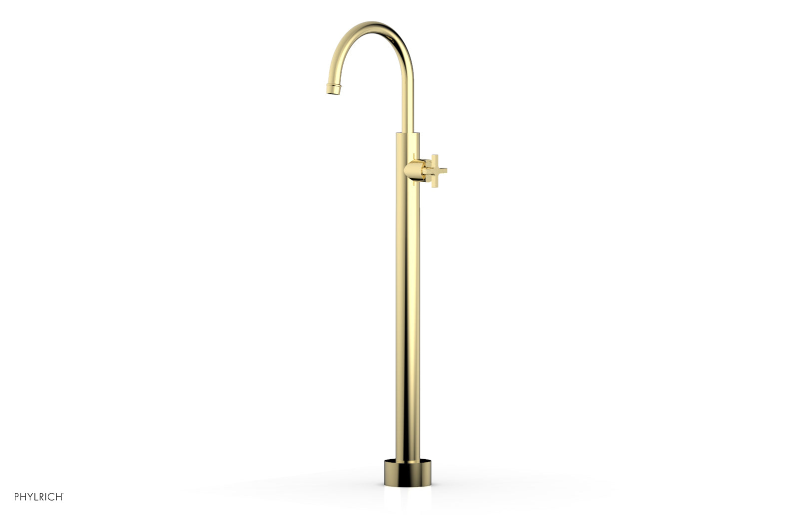 HEX MODERN Tall Floor Mount Tub Filler with Cross Handle 5014602 - Modern Bathroom Faucet for Freestanding Tubs, Perfect for Luxury Spa and Home Renovation