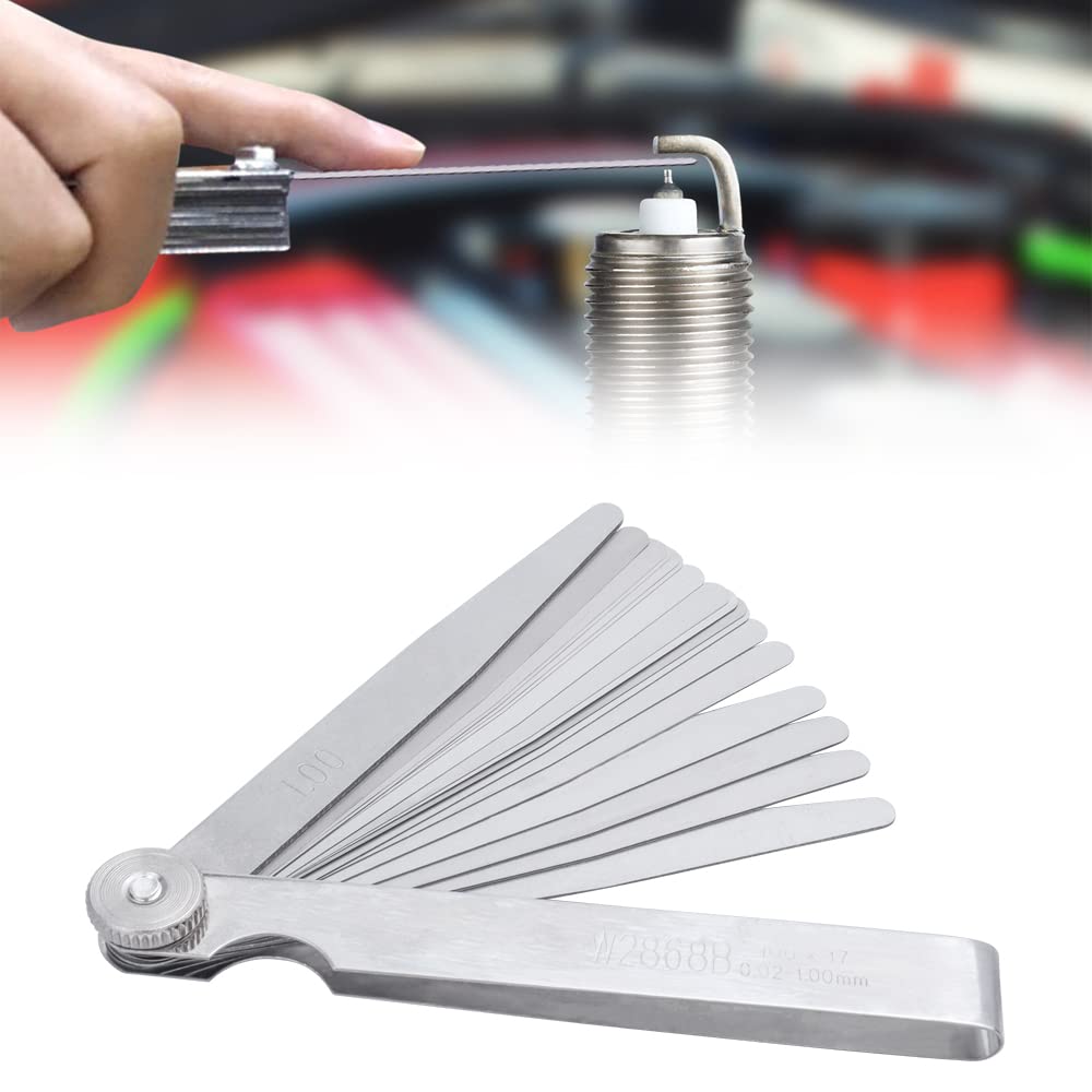 Mesee 17 Blades Metric Feeler Gauge Set - 0.02-1.00mm Stainless Steel Gap Measuring Tool for Automotive, Engine, Machinery & DIY Projects - Precision Thickness & Width Measurement Gauge