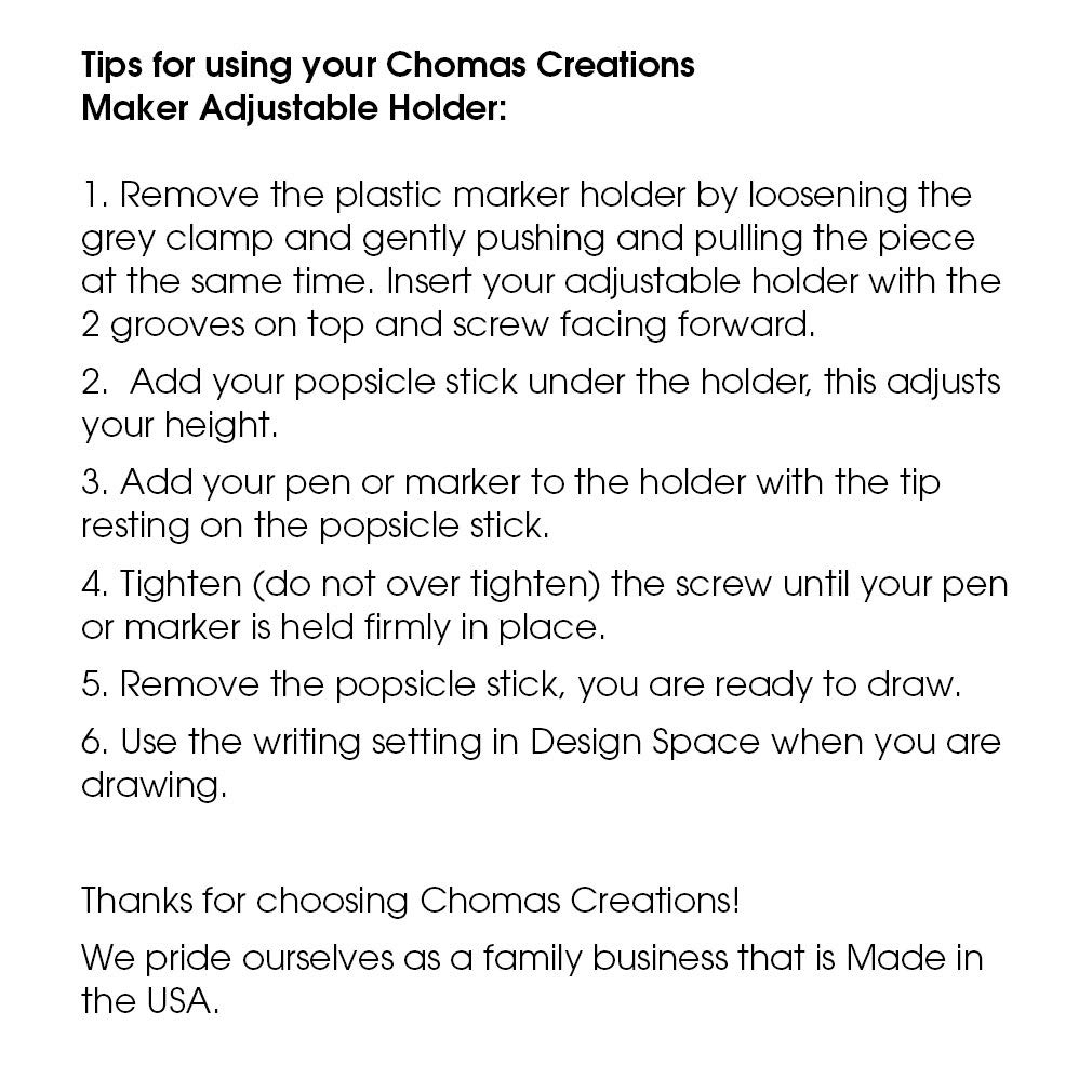 Chomas Creations Adjustable Marker Holder Tool for Cricut & Silhouette - Perfect for DIY Crafts, Vinyl Cutting, and Scrapbooking Projects