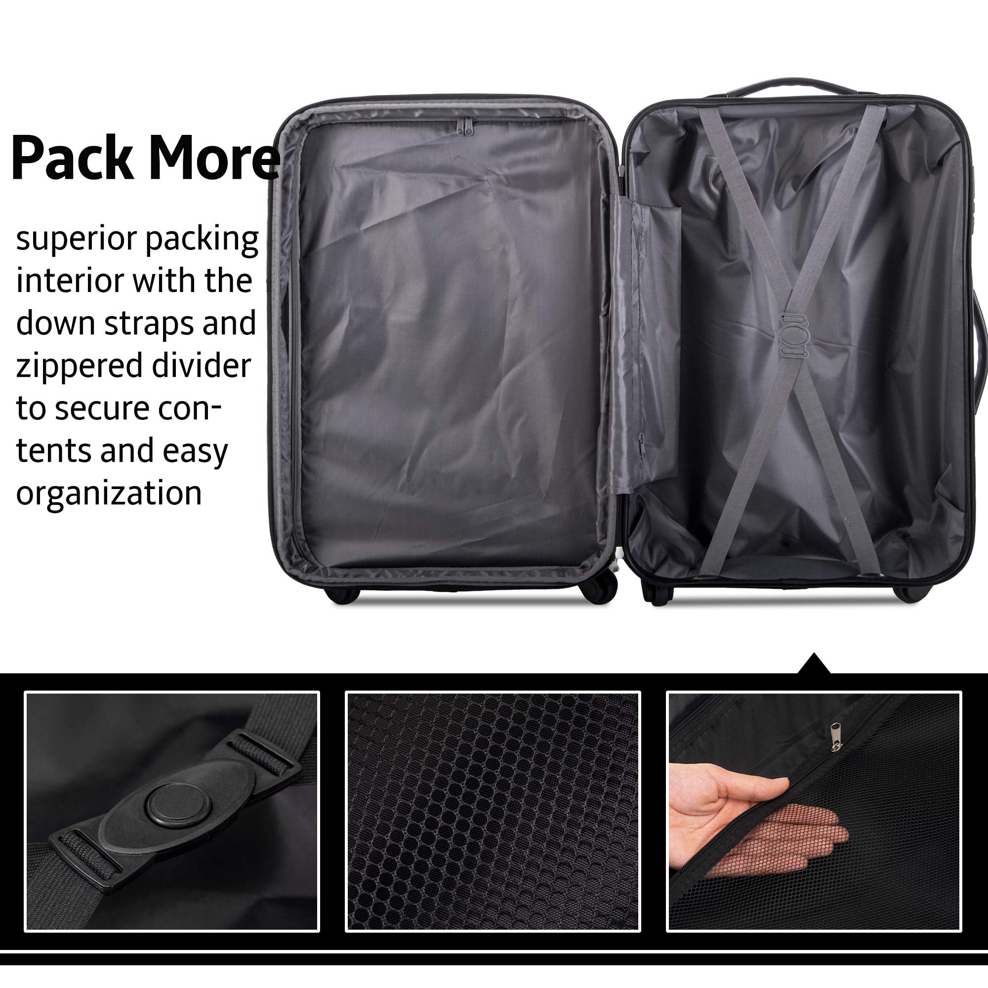 HomVent 3-Piece Expandable Hardside Spinner Luggage Set - Lightweight Large Suitcases with TSA Lock & Smooth Wheels (20
