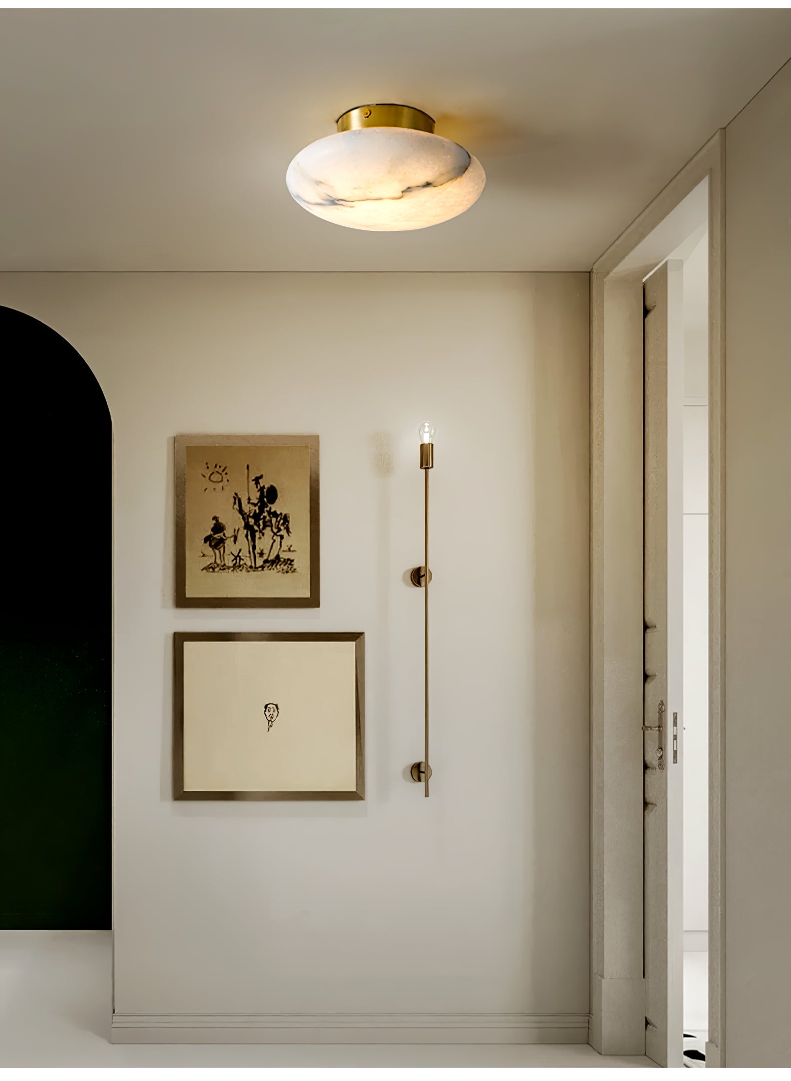 Elegant Alabaster Oval Ceiling Lamp - Modern White Stone Pendant Light for Dining Room, Bedroom & Living Room Lighting
