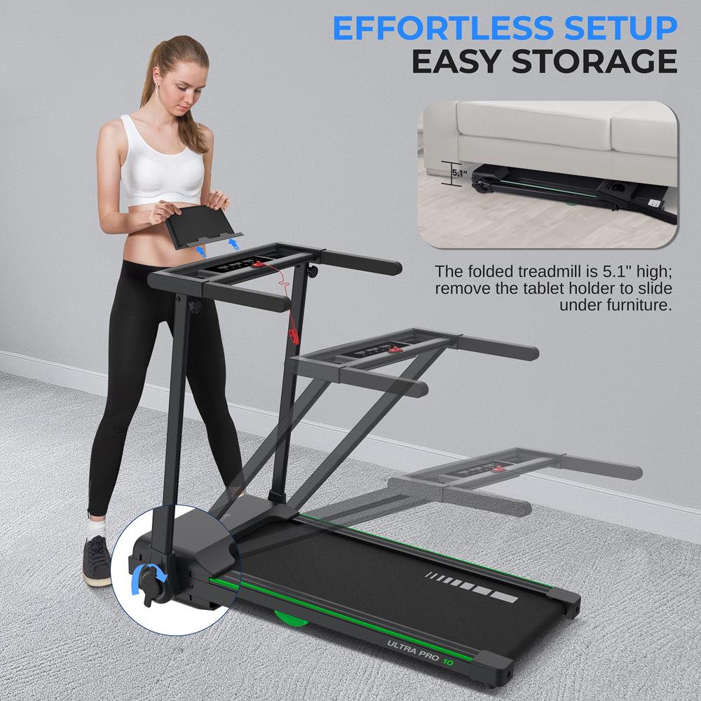 Foldable Motorized Treadmill for Home Gym - Compact Electric Running Machine with Quiet Motor - Perfect for Small Spaces, Apartment Workouts & Cardio Training
