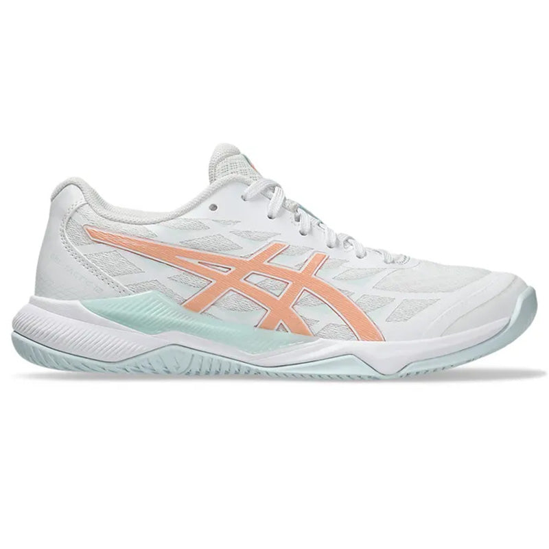 ASICS Gel Tactic 12 Women's Squash Shoes - White/Bright Sunstone - Lightweight Court Shoes for Squash, Badminton & Indoor Sports - Perfect for Competitive Play & Training