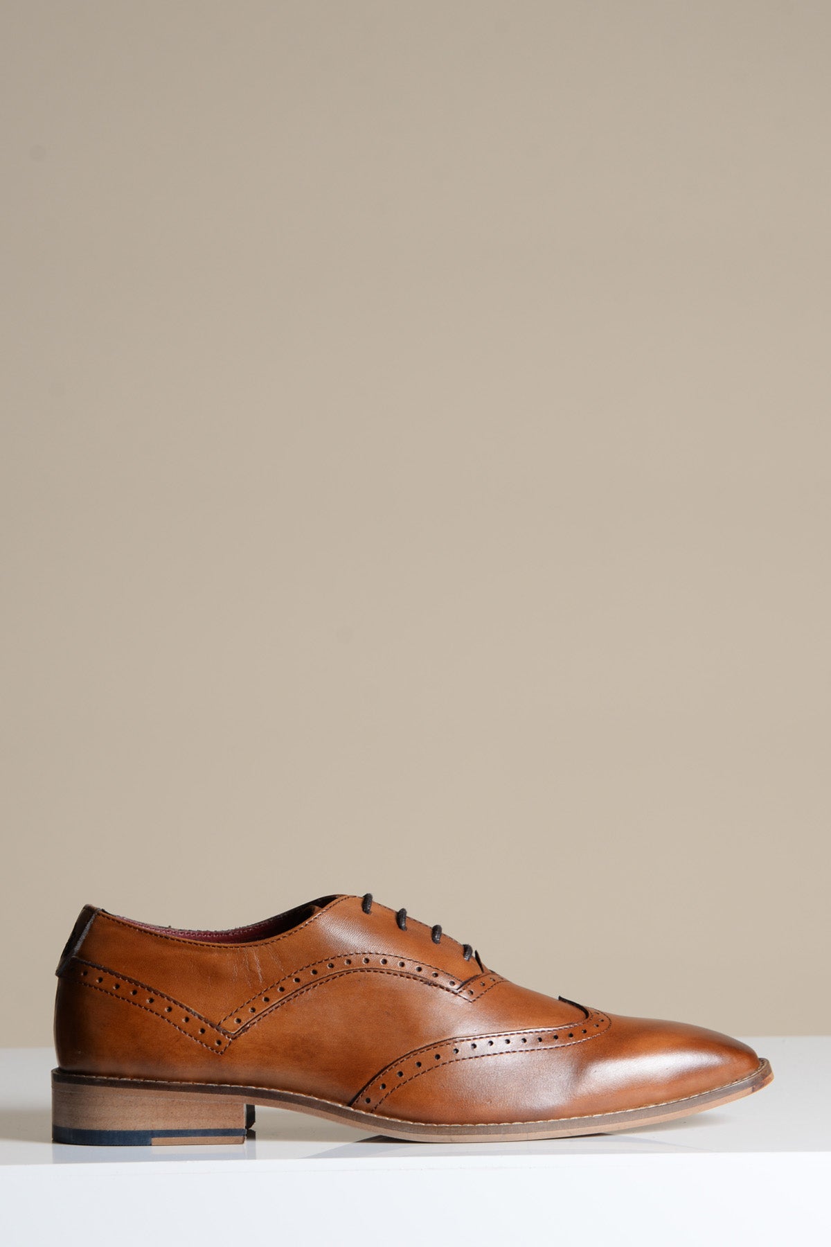 Dawson Men's Tan Wingtip Oxford Brogue Shoes - Classic Dress Shoes for Business, Formal & Wedding Occasions