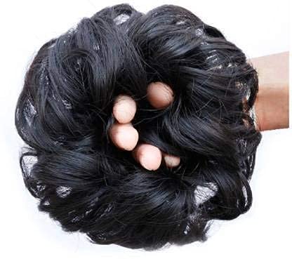 EL Cabell Messy Bun Hair Extension with Elastic Band - Synthetic Hair Scrunchies for Women & Girls (Black, Pack of 1) - Perfect for Parties, Weddings & Everyday Styling