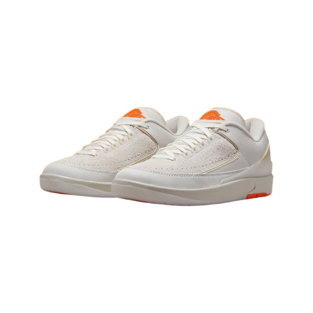 Air Jordan 2 Retro Low Sneakers - White Sail/Light Bone/Bright Mandarin Colorway - Men's Basketball Shoes for Casual Wear & Street Style