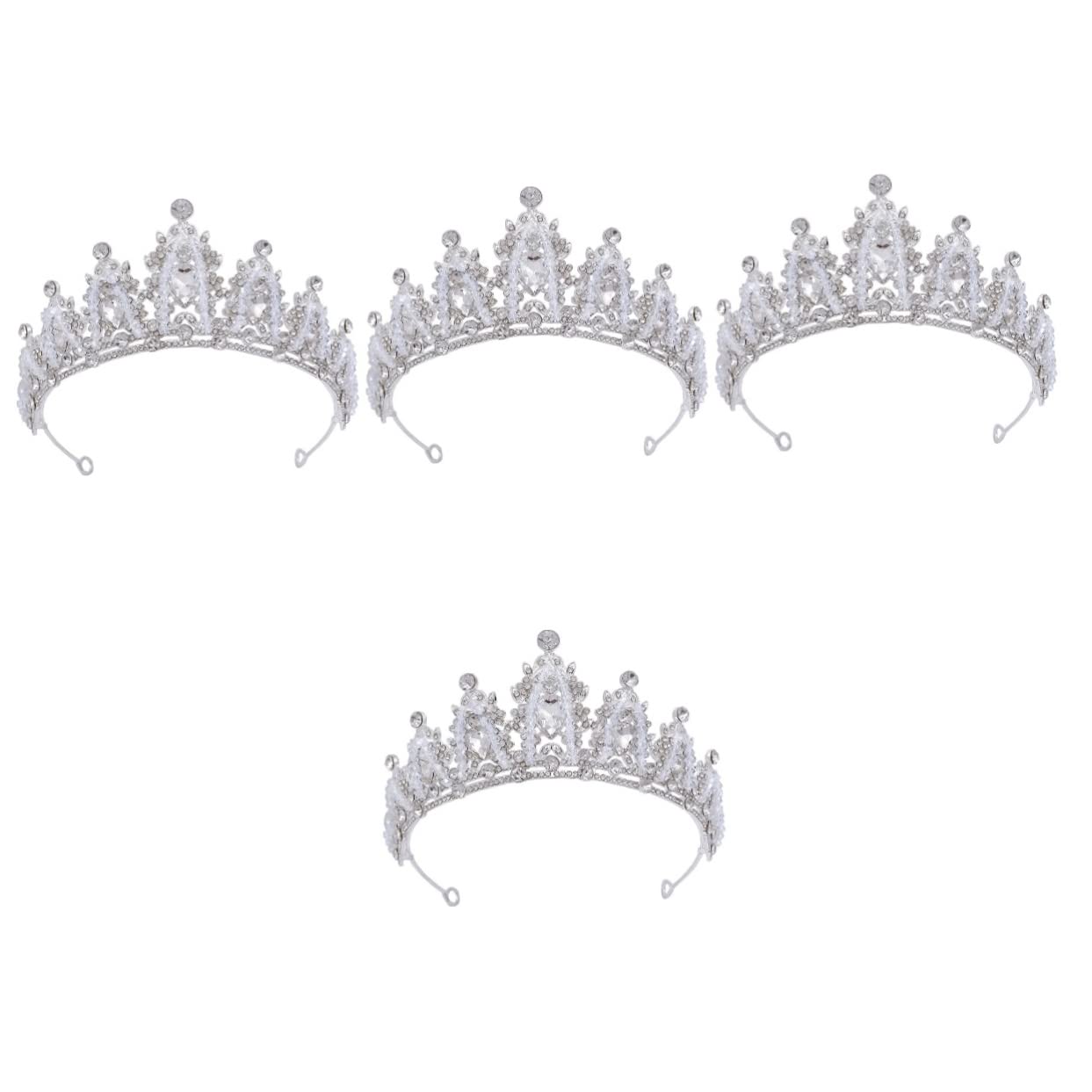 HONMEET 2pcs Silver Rhinestone Crown Headband for Women - Elegant Wedding Hair Accessories, Bridal Tiara, Korean Style Hair Jewelry for Bride, Prom, Pageant, and Special Occasions