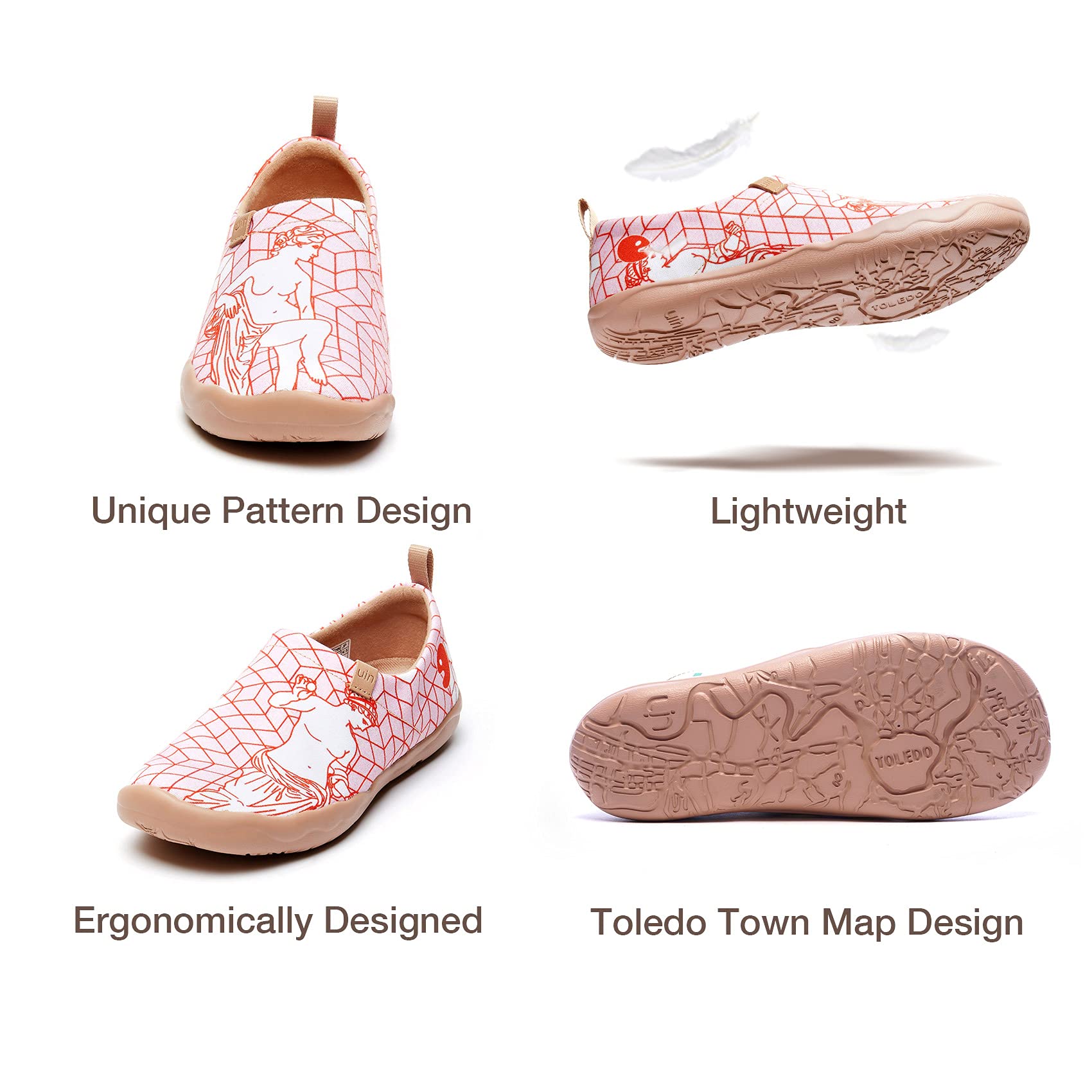 UIN Women's Slip On Sneakers - Comfortable Knit Loafers with Artistic Paint Design | Soft Walking Shoes for Women | Perfect for Casual Wear, Travel & Everyday Comfort