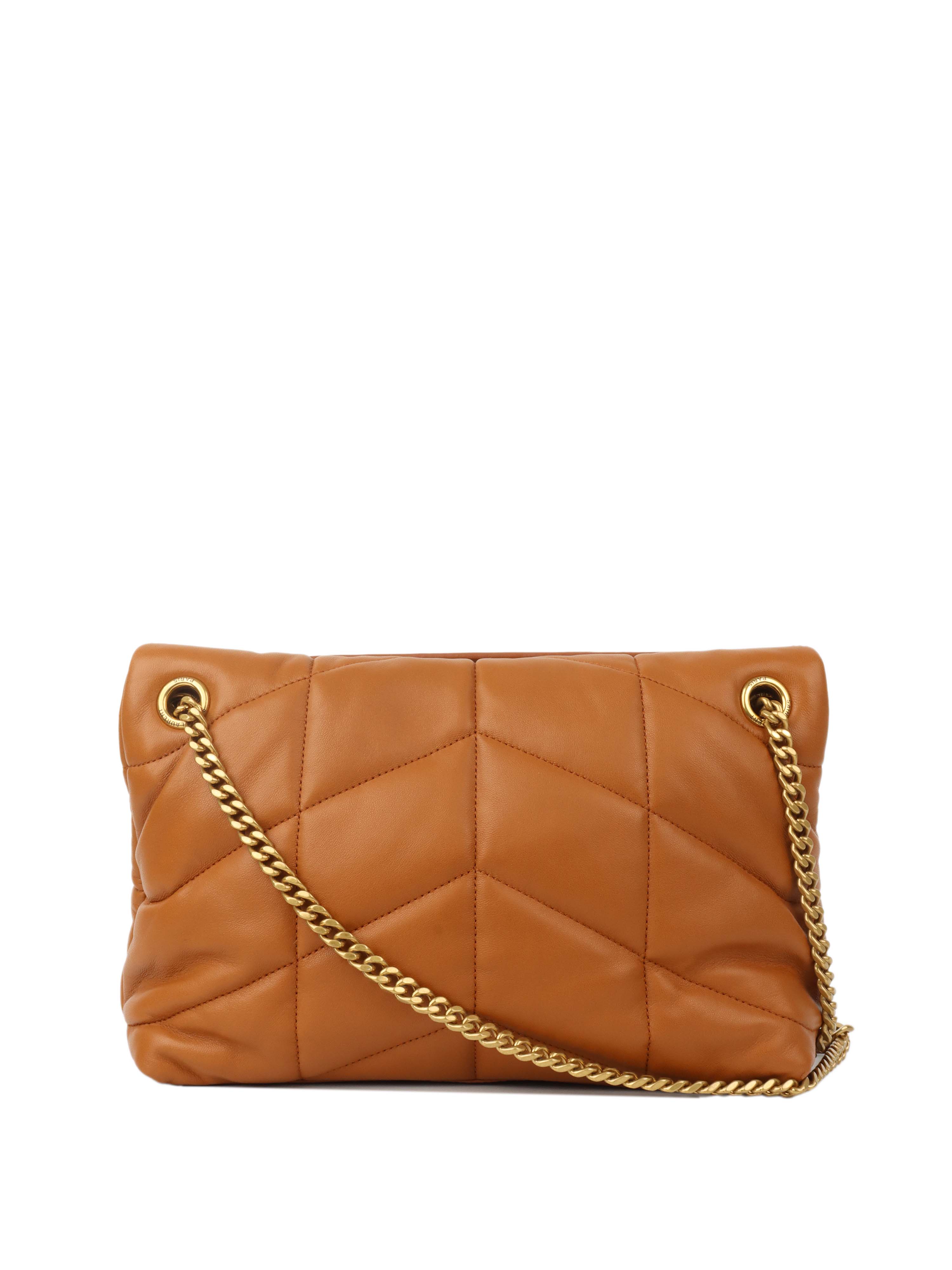 Saint Laurent Caramel Puffer Small Crossbody Bag - Luxury Leather Shoulder Purse for Women | Perfect for Date Night, Travel & Everyday Use