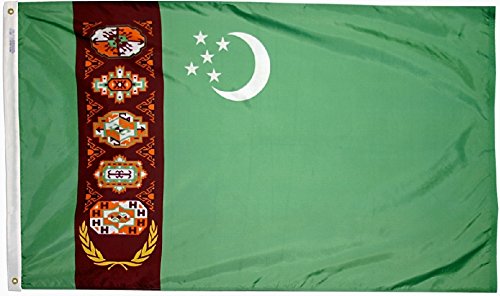 4' x 6' Turkmenistan Nylon Flag - Durable Outdoor & Indoor Use for Parades, Sporting Events, and Home Decor