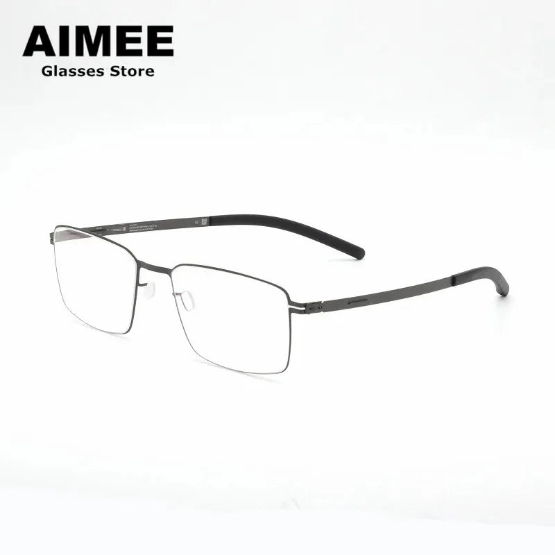 Unisex Full Rim Square Screwless Titanium Alloy Eyeglasses Frame 13519 - Lightweight Durable Glasses for Work, Reading & Fashion