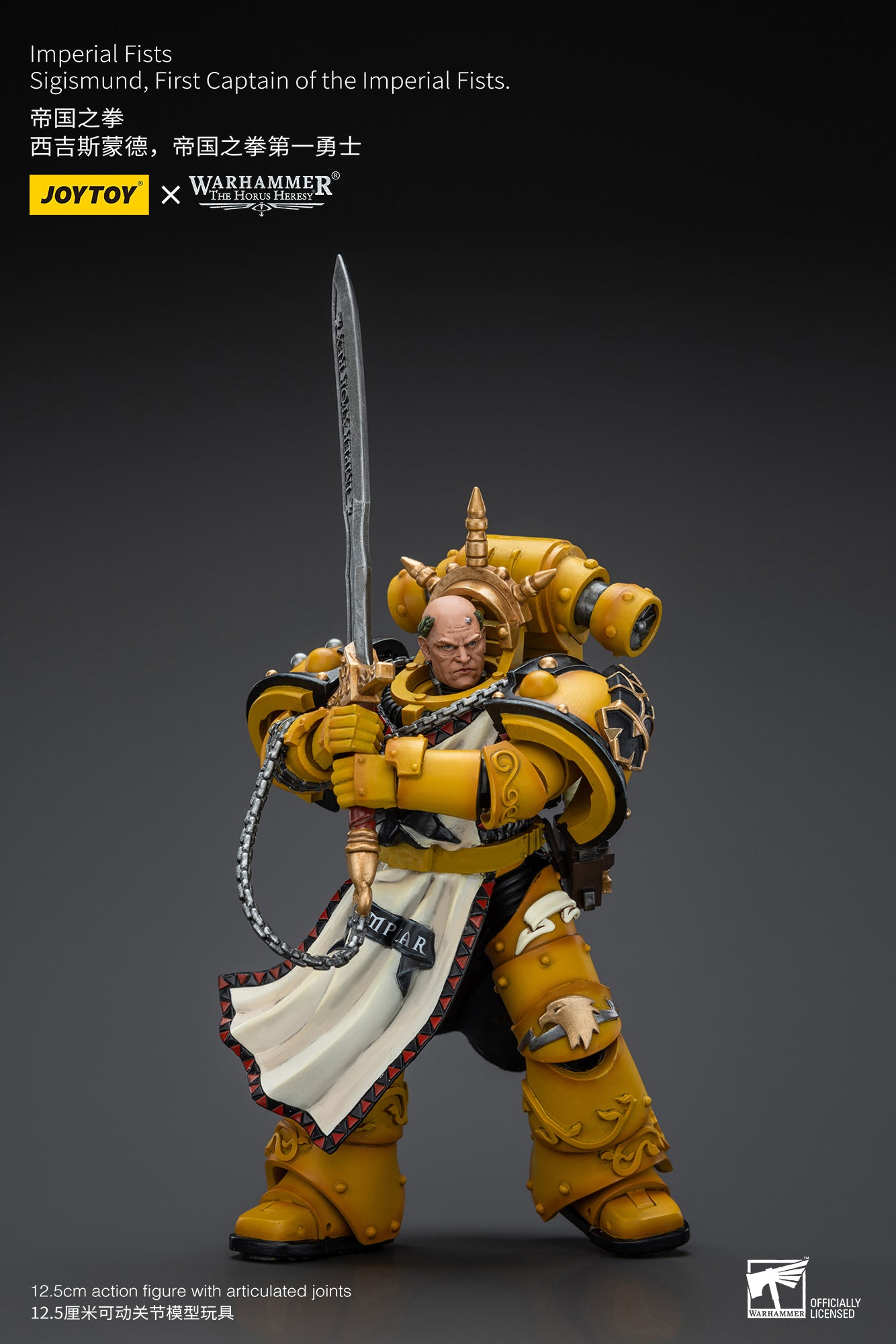 JOYTOY 1/18 Warhammer The Horus Heresy Imperial Fists Sigismund Action Figure - First Captain Reissue Collectible Model for Display & Gaming Scenes