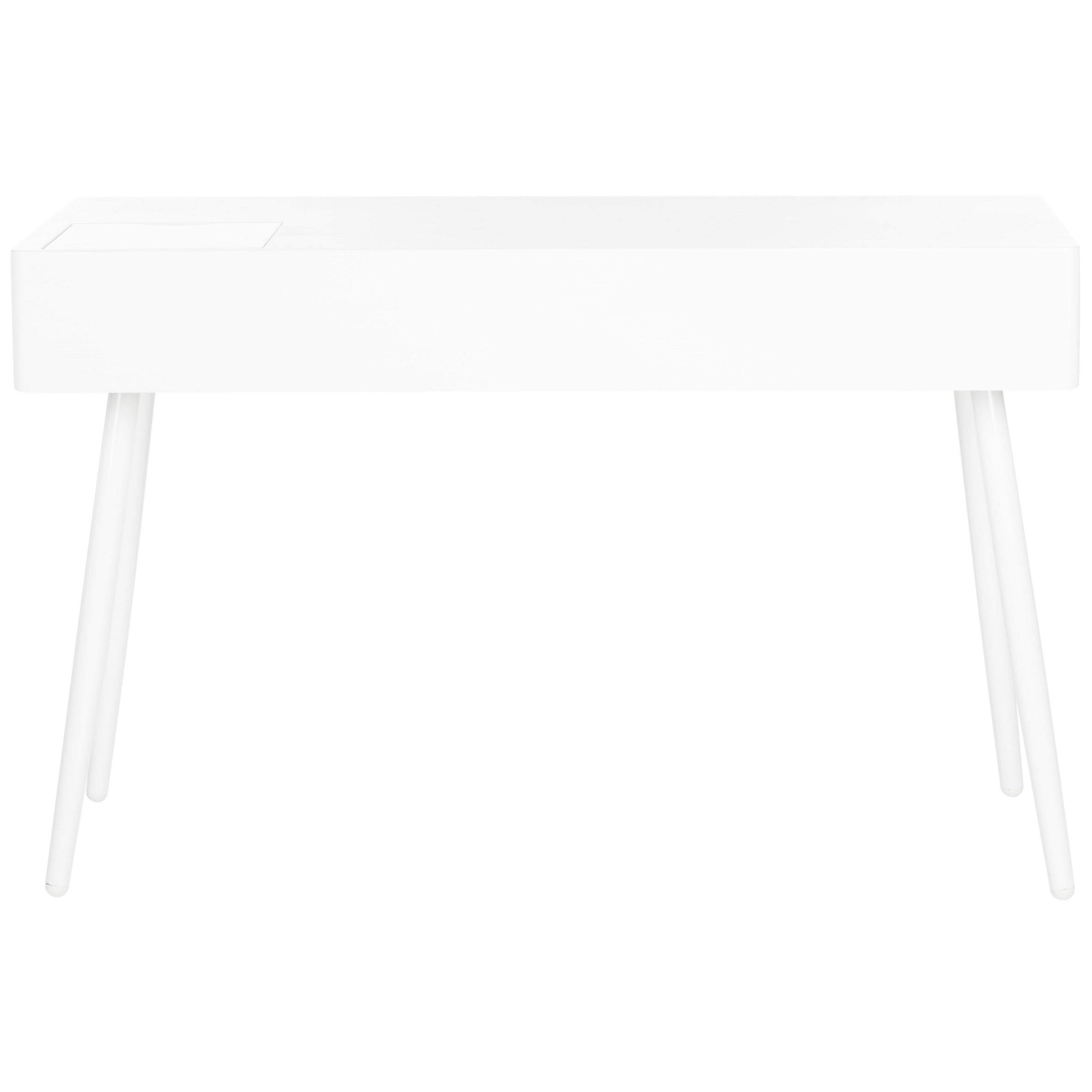 Safavieh Fadri Mid-Century Scandinavian White One-Drawer Writing Desk - Compact Home Office Desk for Small Spaces, Dorm Rooms & Modern Workspaces