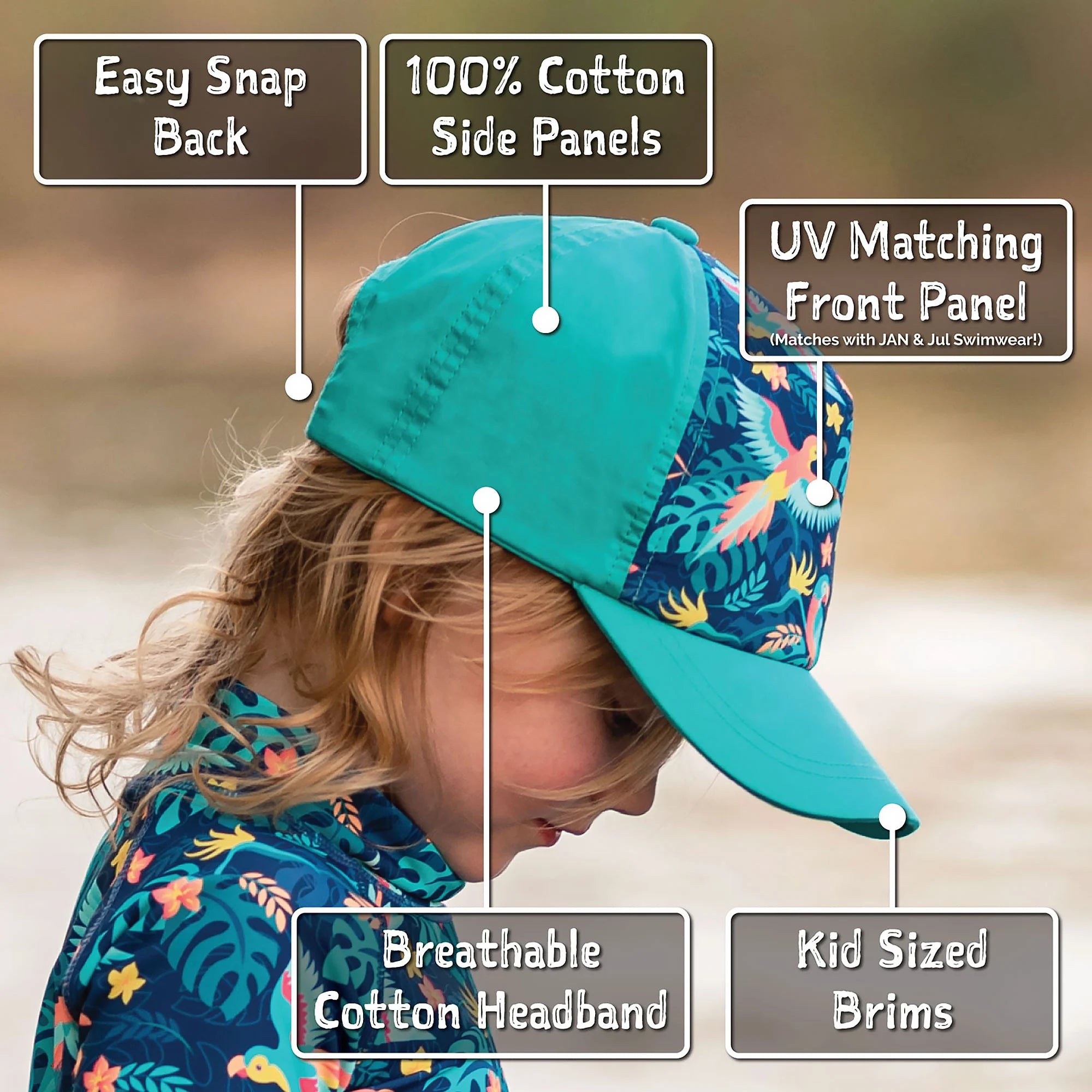 Jan & Jul Sea Turtle UV Protection Baseball Cap for Kids - UPF 50+ Sun Hat for Beach, Swimming & Outdoor Activities