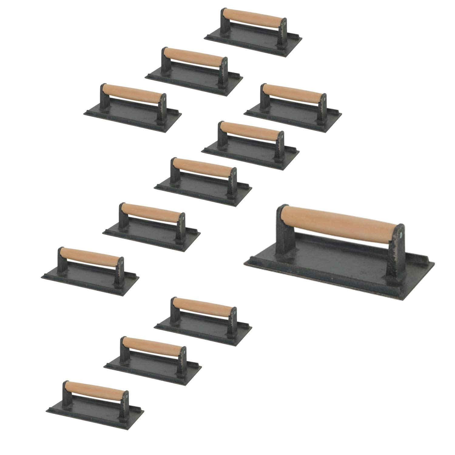 Cast Iron Steak Weight 5'' x 9'' Rectangular Grill Press - 12 Piece Set for Perfectly Seared Steaks, Burgers & Paninis | Ideal for BBQ, Griddle Cooking & Restaurant Use