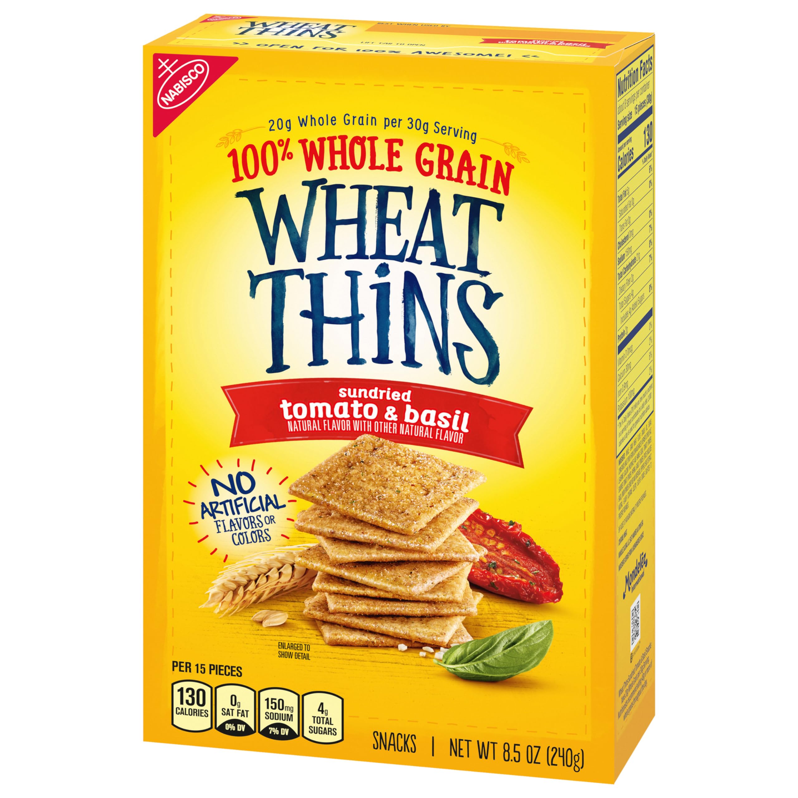Wheat Thins Sun-Dried Tomato & Basil Whole Grain Wheat Crackers | Bulk Snack Boxes (6-8.5 oz) | Healthy Office Snacks, Party Food & On-The-Go Treats