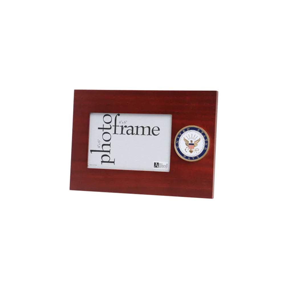 U.S. Navy Medallion 4x6 Inch Desktop Picture Frame - Patriotic Military Display for Office, Home, or Gift