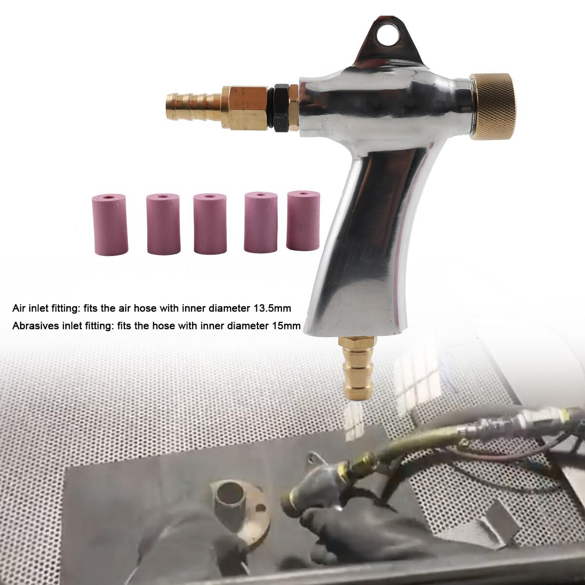 Air Sand Blaster Gun Kit with 5 Ceramic Nozzles - Professional Sandblasting Tool for Metal, Wood & Auto Restoration | Perfect for Sand Blasting Cabinets, Rust Removal & Surface Preparation