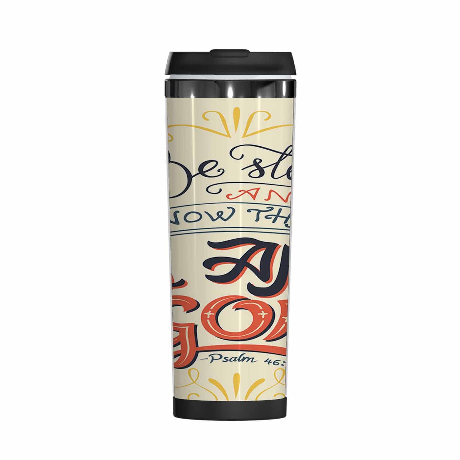 WONDERTIFY Bible Coffee Mug - Stainless Steel, Double Walled - Psalm 46:10 for Travel & Gifts
