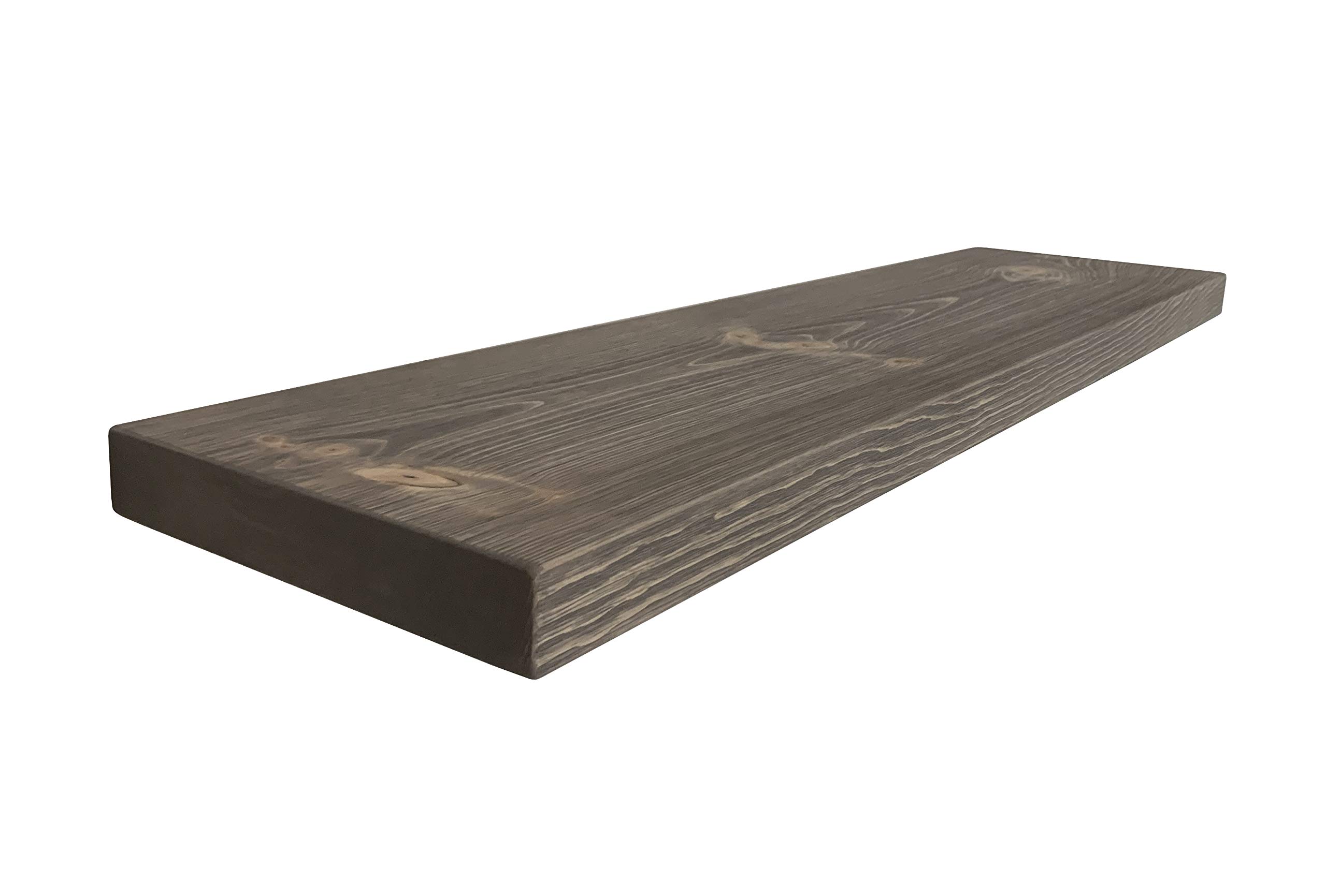 Joel's Antiques - 48 Inch Natural Wood Floating Wall Shelves - Heavy Duty Rustic Wooden Shelves for Bedroom, Living Room & Kitchen - Gray 48x12x2 Inches - Perfect for Displaying Books, Photos & Home Decor
