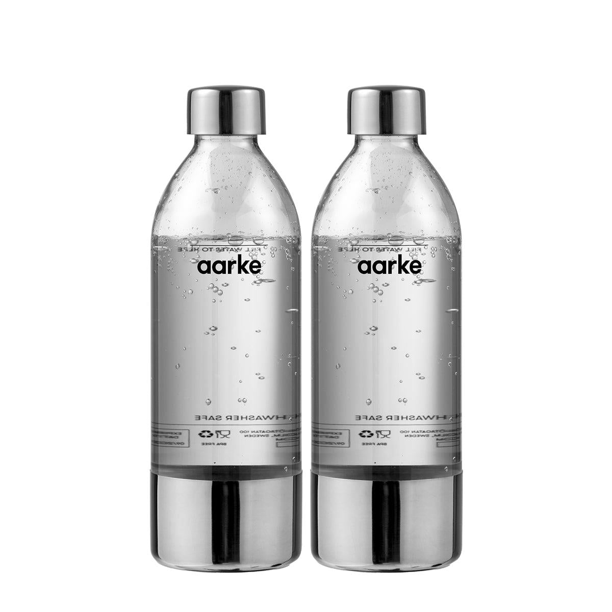 Aarke PET Water Bottle 2 Pack - Compatible with Aarke Carbonator III, Reusable & BPA-Free - Perfect for Sparkling Water, Soda Making at Home or Office