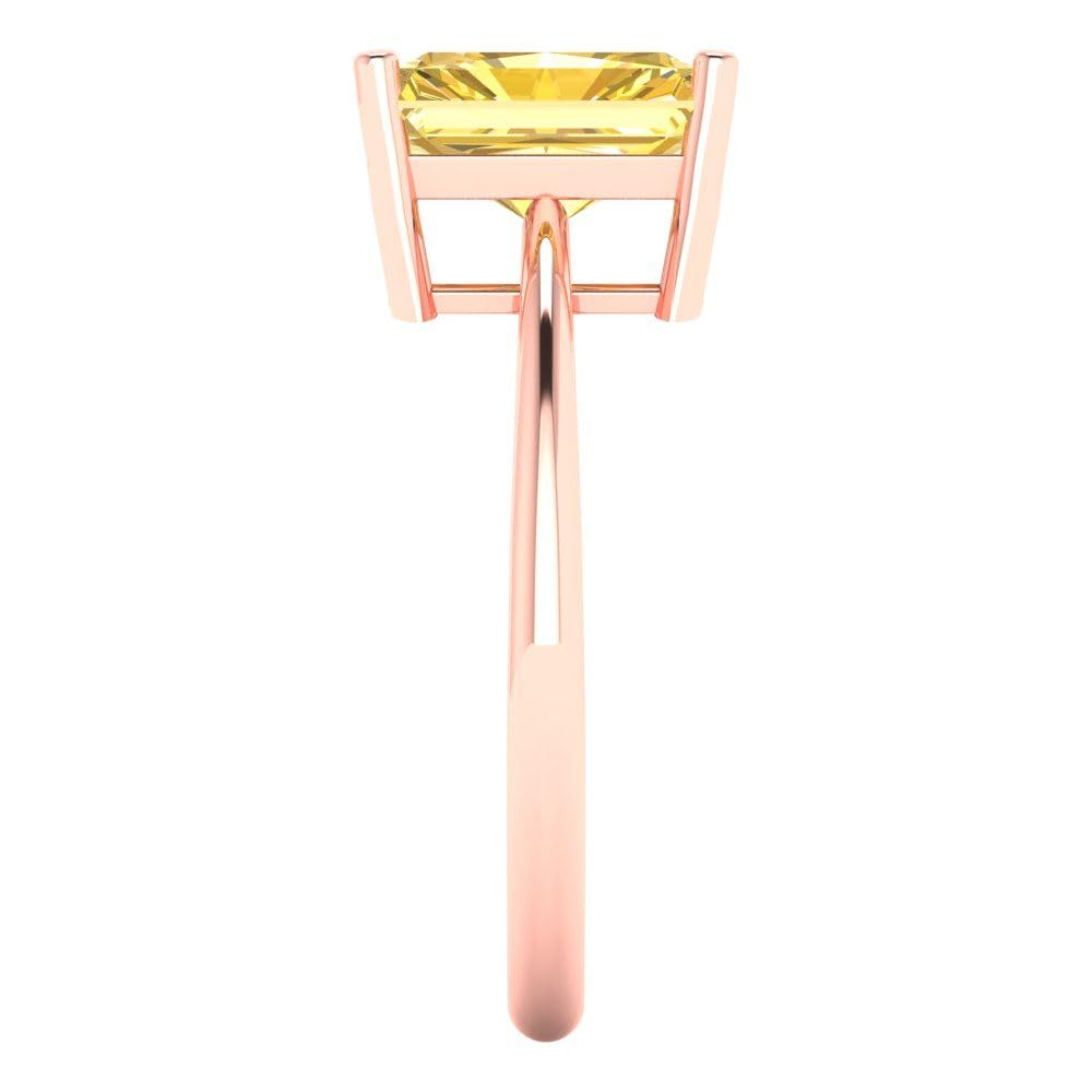 2.5ct Natural Yellow Citrine Radiant Cut Solitaire Ring - 18K Rose Gold Engagement, Wedding, Anniversary Jewelry for Women | Perfect for Bridal, Promise Rings & Special Occasions