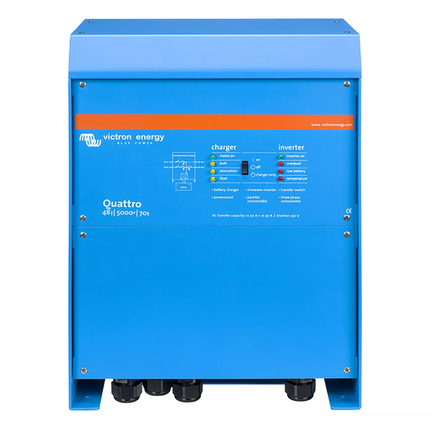 Victron Energy Quattro 24V 5000W 120A Inverter/Charger - VE.Bus System, 100/100A Transfer, Open Box (SN: HQ22362PZCW) - Perfect for Off-Grid Solar Systems, RV Power & Marine Applications