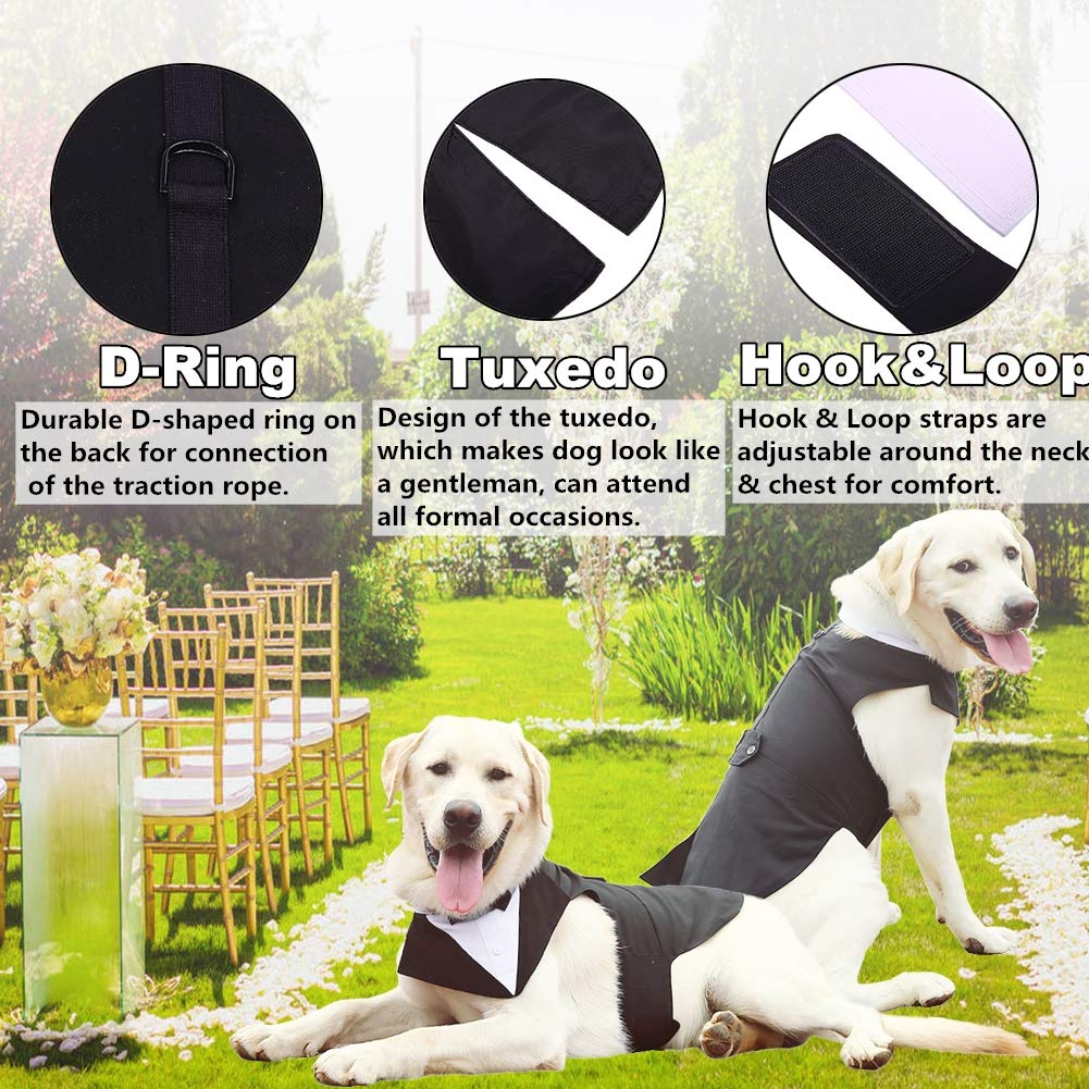 Premium Dog Tuxedo for Large Dogs - Formal Canine Suit with Bow Tie & Bandana Set | Wedding, Halloween, Christmas & Birthday Party Costume | Black Tuxedo Outfit for Dogs - Perfect for Special Occasions & Photo Shoots