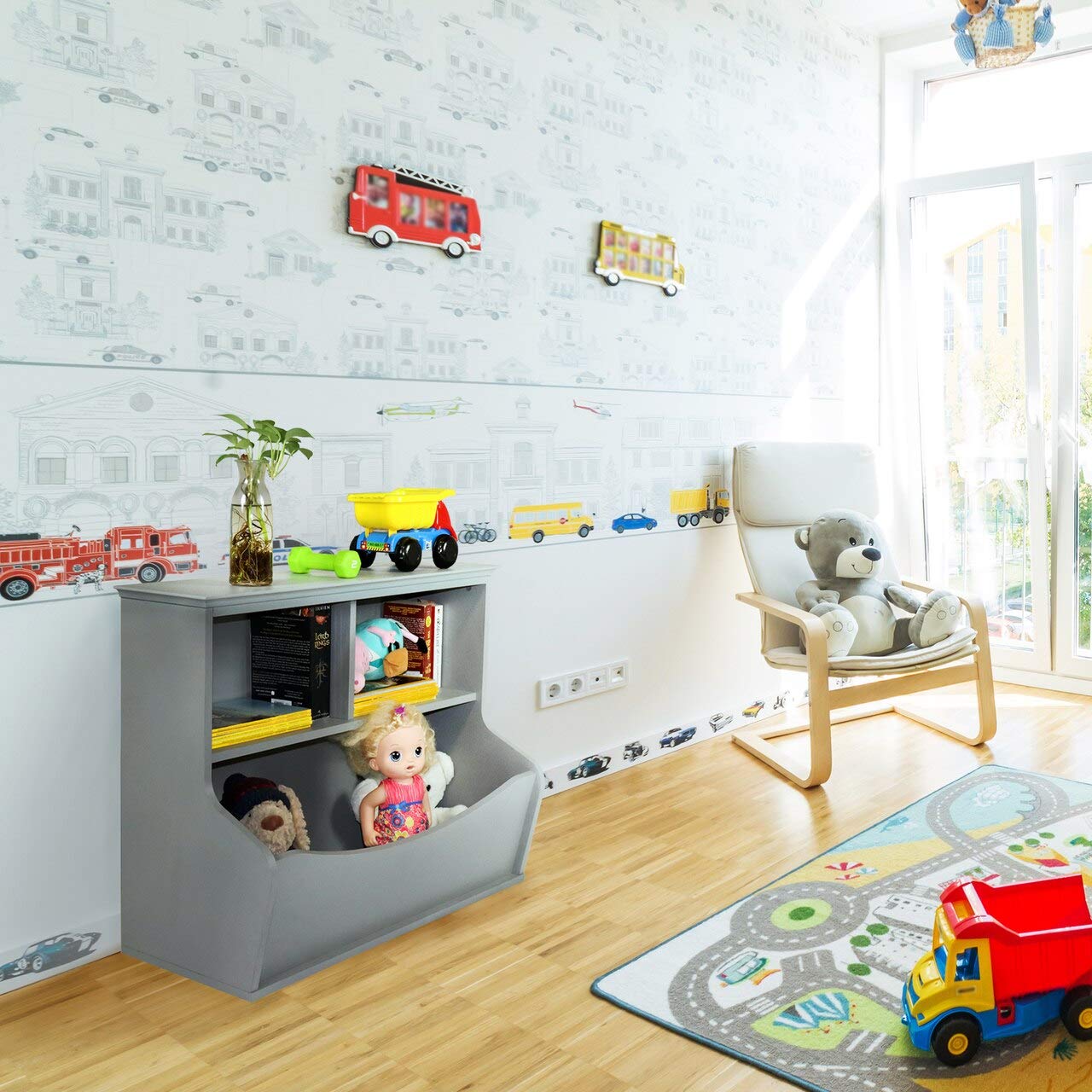 CAPHAUS Kids' Multifunctional Book and Toy Storage Cubby - Open Shelf Organizer for Nursery, Playroom, Closet - Home Organization Toy Bookcase | Perfect for Kids' Room, Daycare & Montessori Classroom Organization